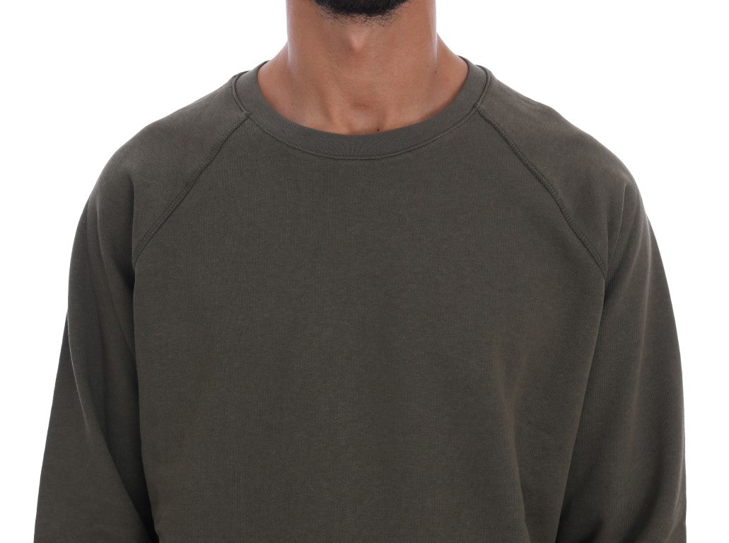 Stunning Green Crewneck Cotton Sweater - ventzia