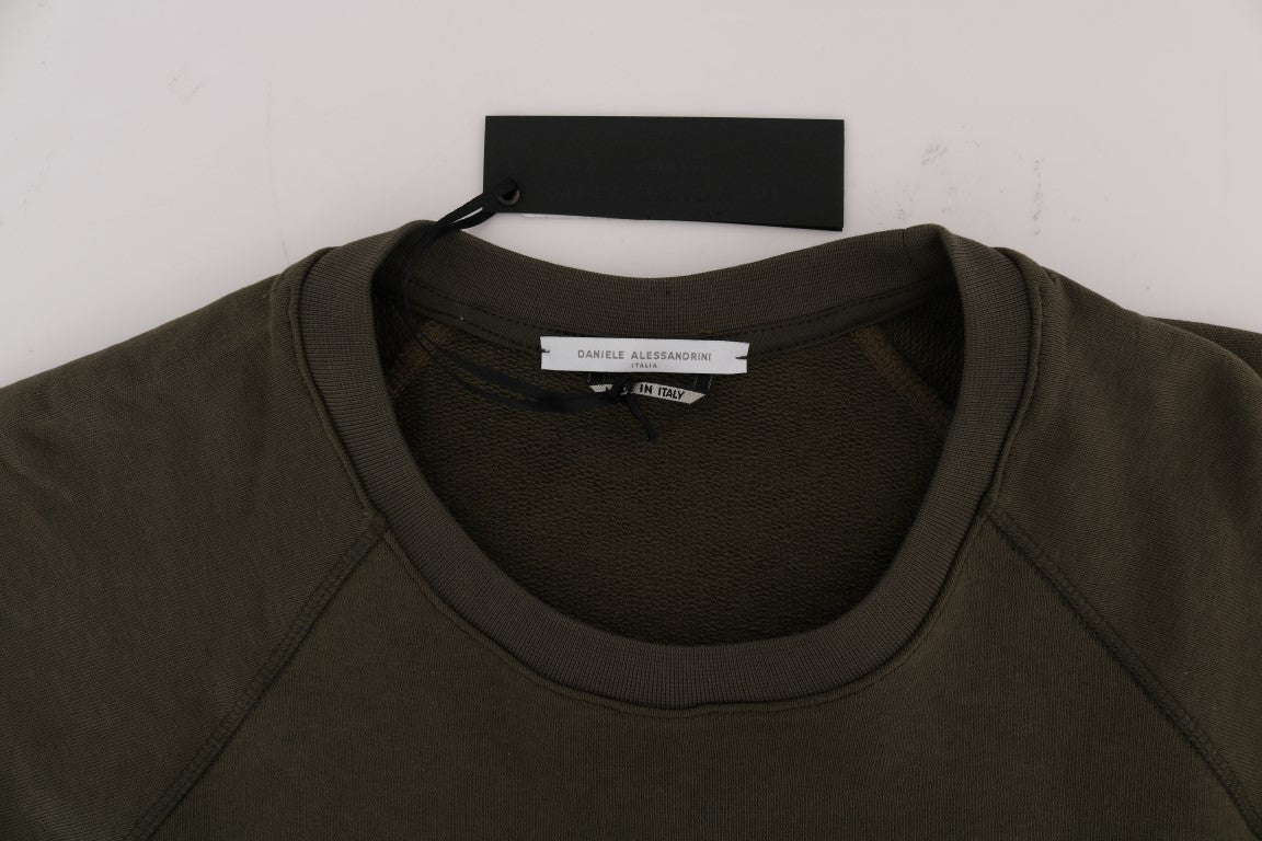 Stunning Green Crewneck Cotton Sweater - ventzia