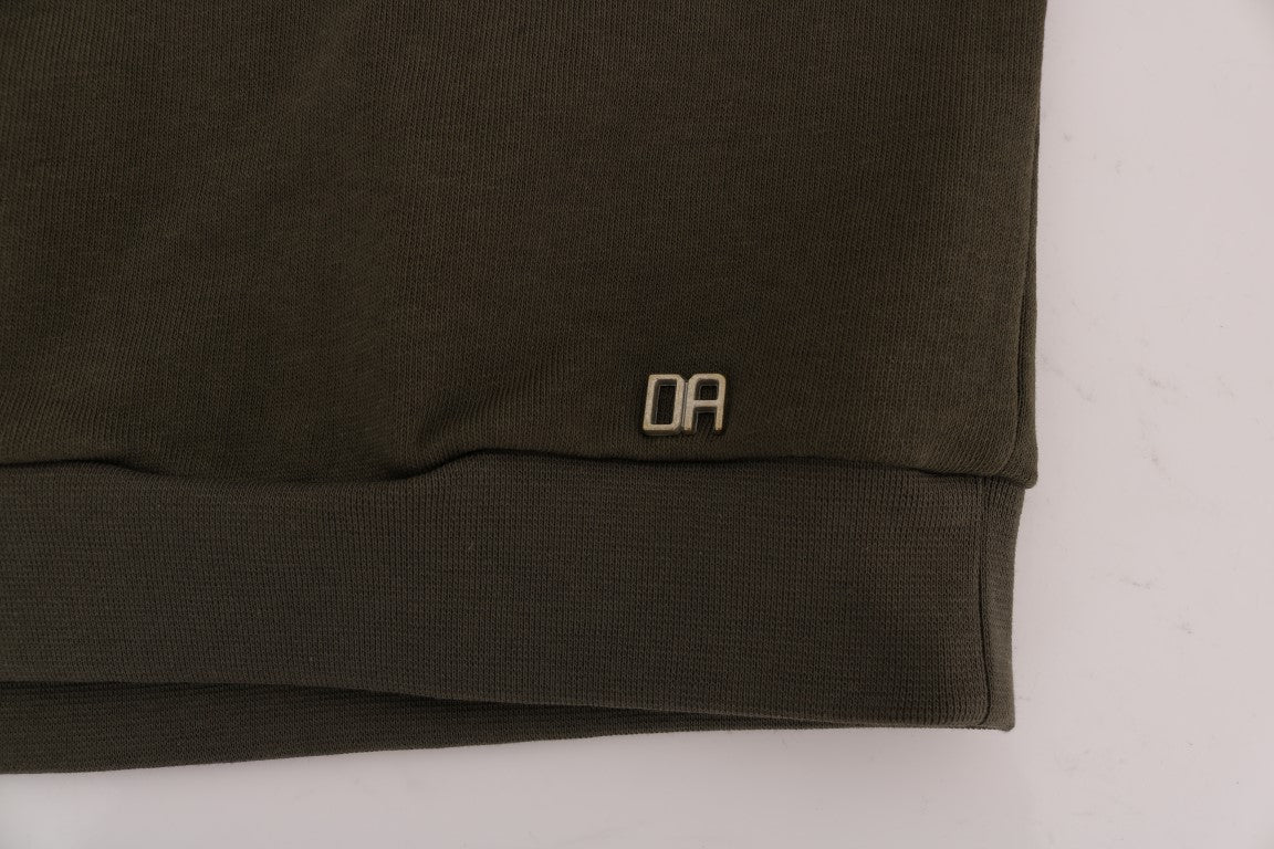 Stunning Green Crewneck Cotton Sweater - ventzia