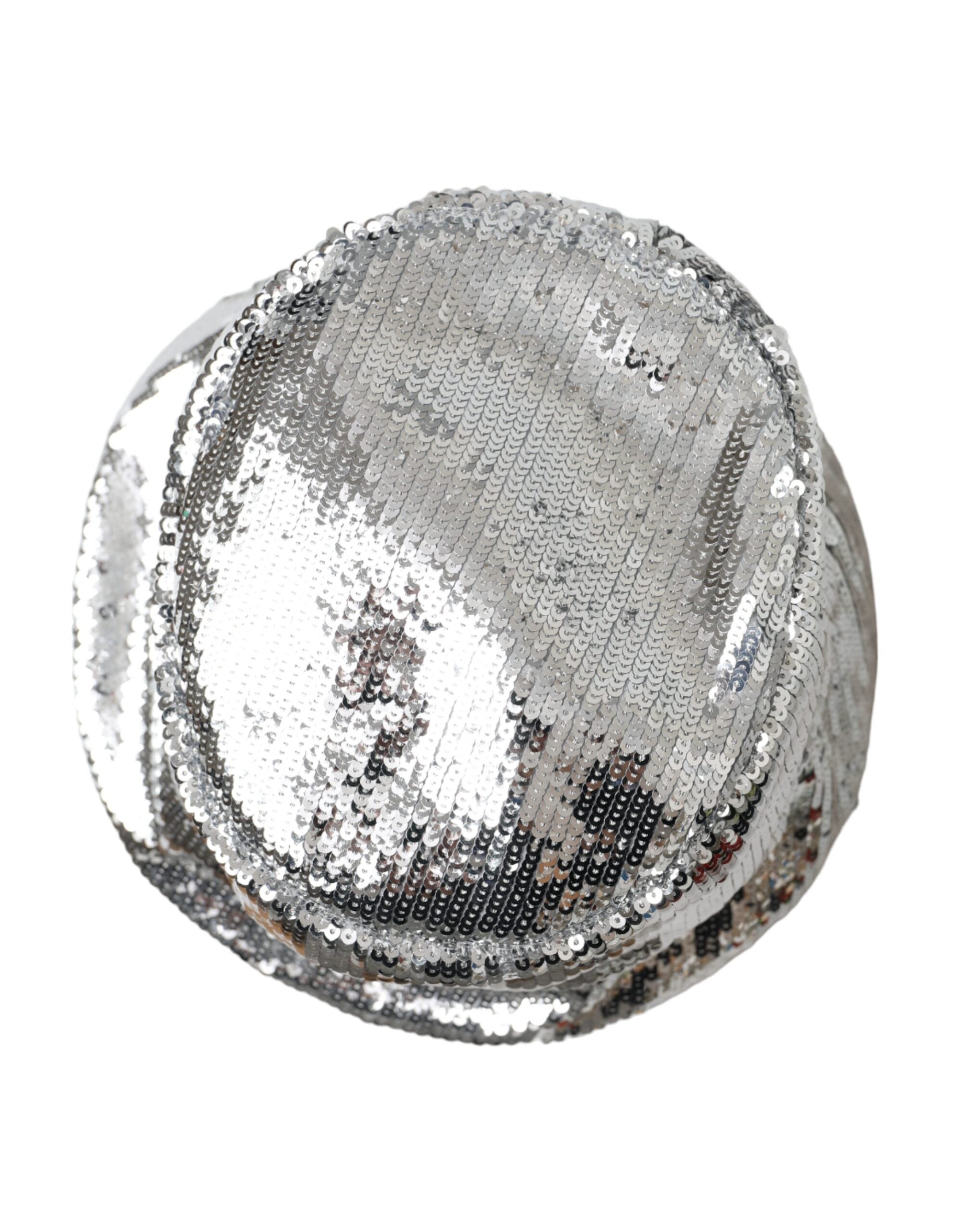 Silver Sequined Nylon Bucket Hat Men - ventzia