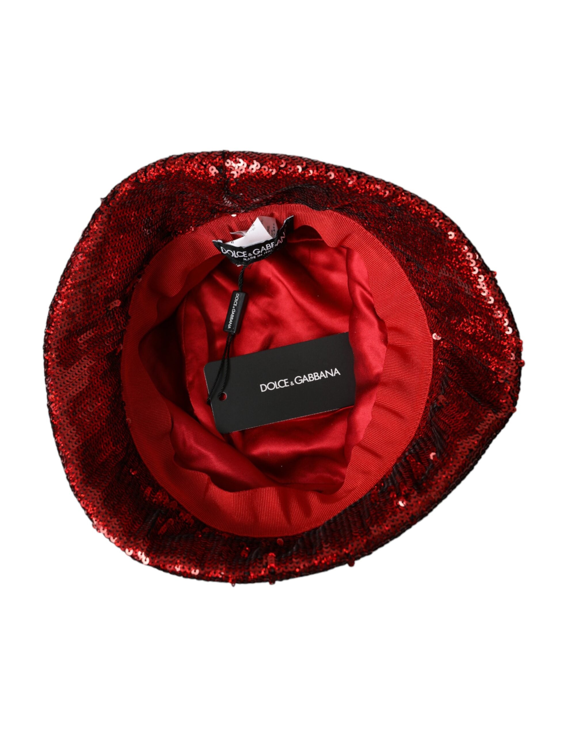 Red Sequined Nylon Bucket Hat Men - ventzia