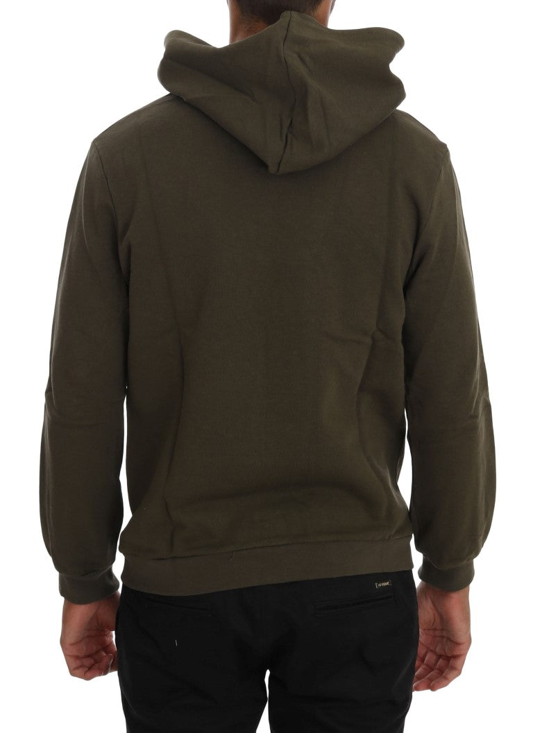 Elegant Green Cotton Hooded Sweater - ventzia