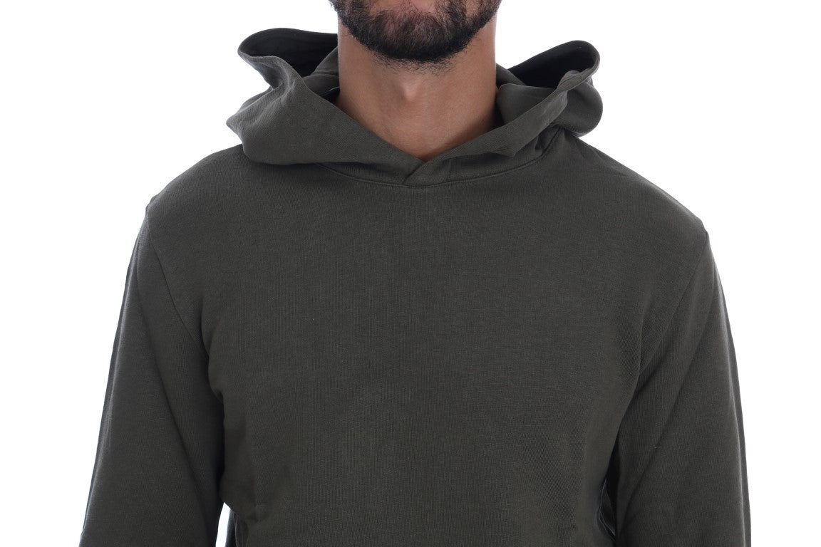 Elegant Green Cotton Hooded Sweater - ventzia