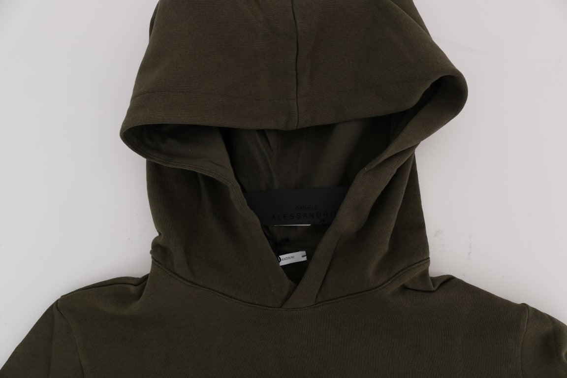 Elegant Green Cotton Hooded Sweater - ventzia