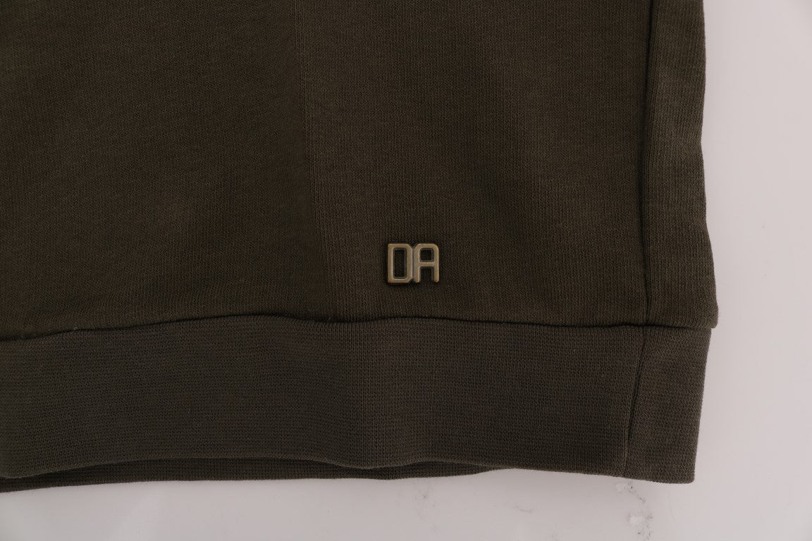 Elegant Green Cotton Hooded Sweater - ventzia