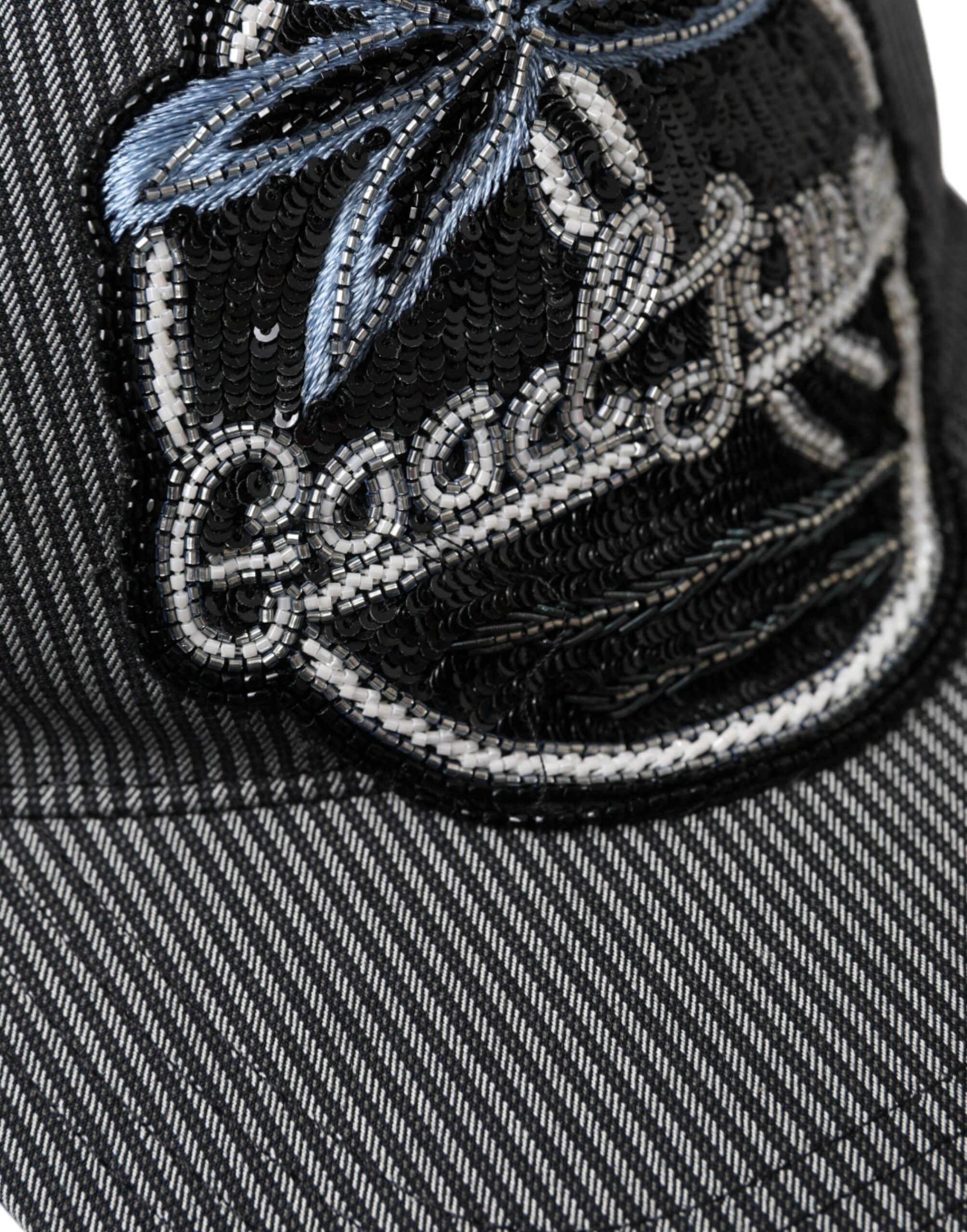 Black Cotton Embellished Baseball Hat Men - ventzia