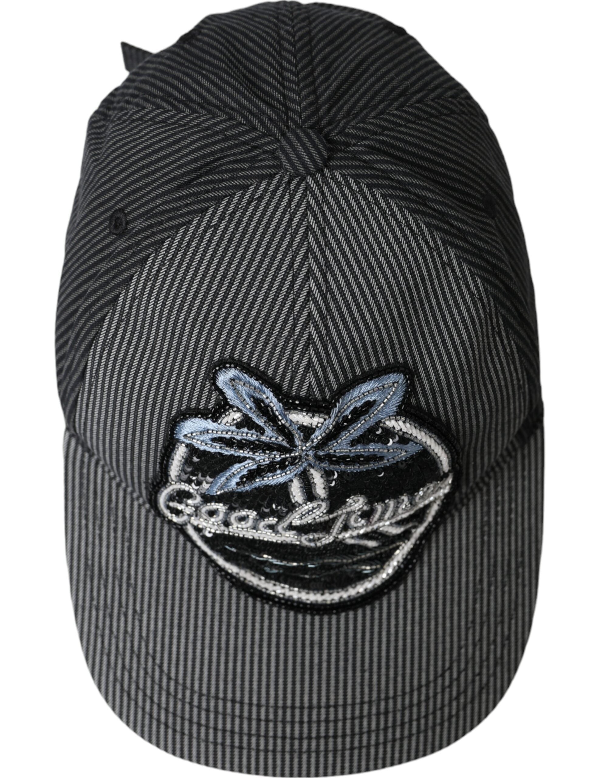 Black Cotton Embellished Baseball Hat Men - ventzia
