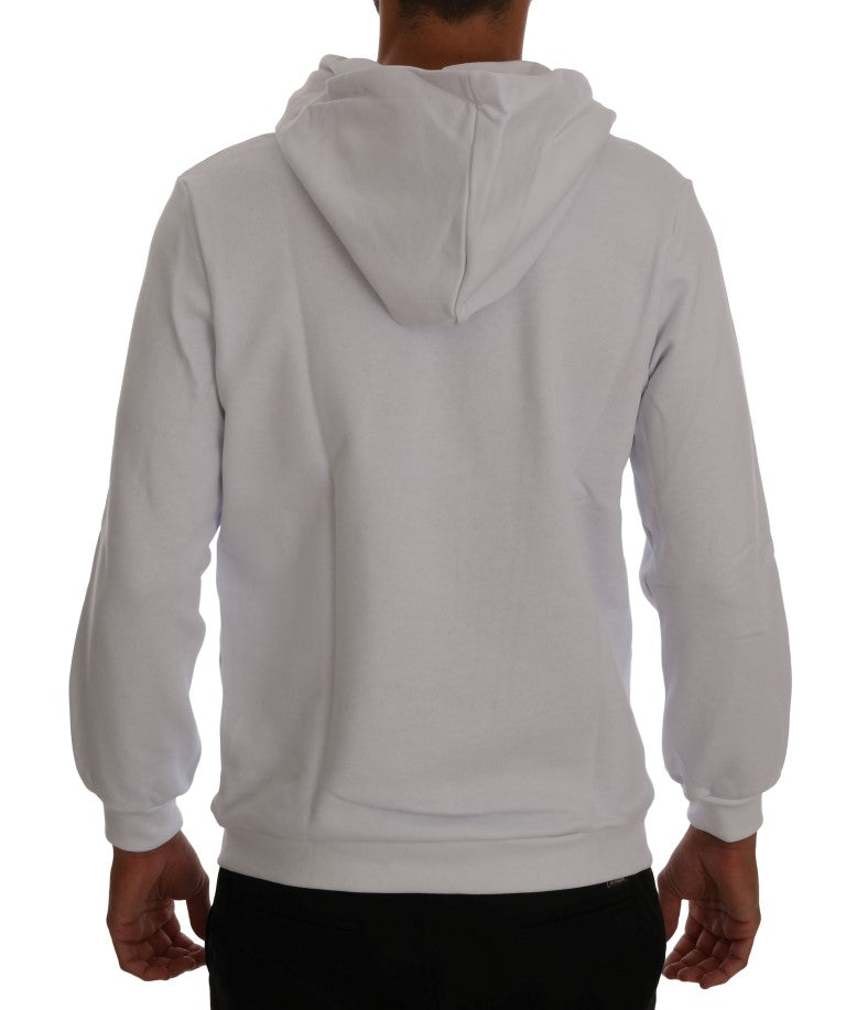 Elegant White Cotton Hooded Sweater - ventzia