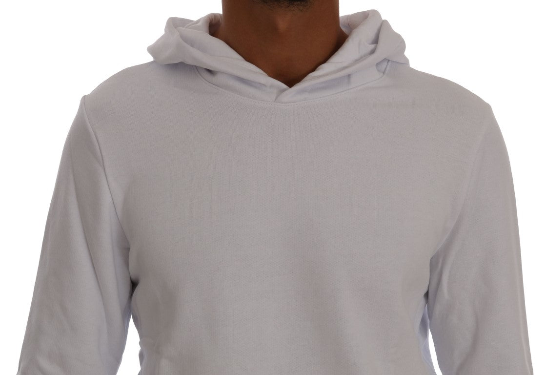 Elegant White Cotton Hooded Sweater - ventzia