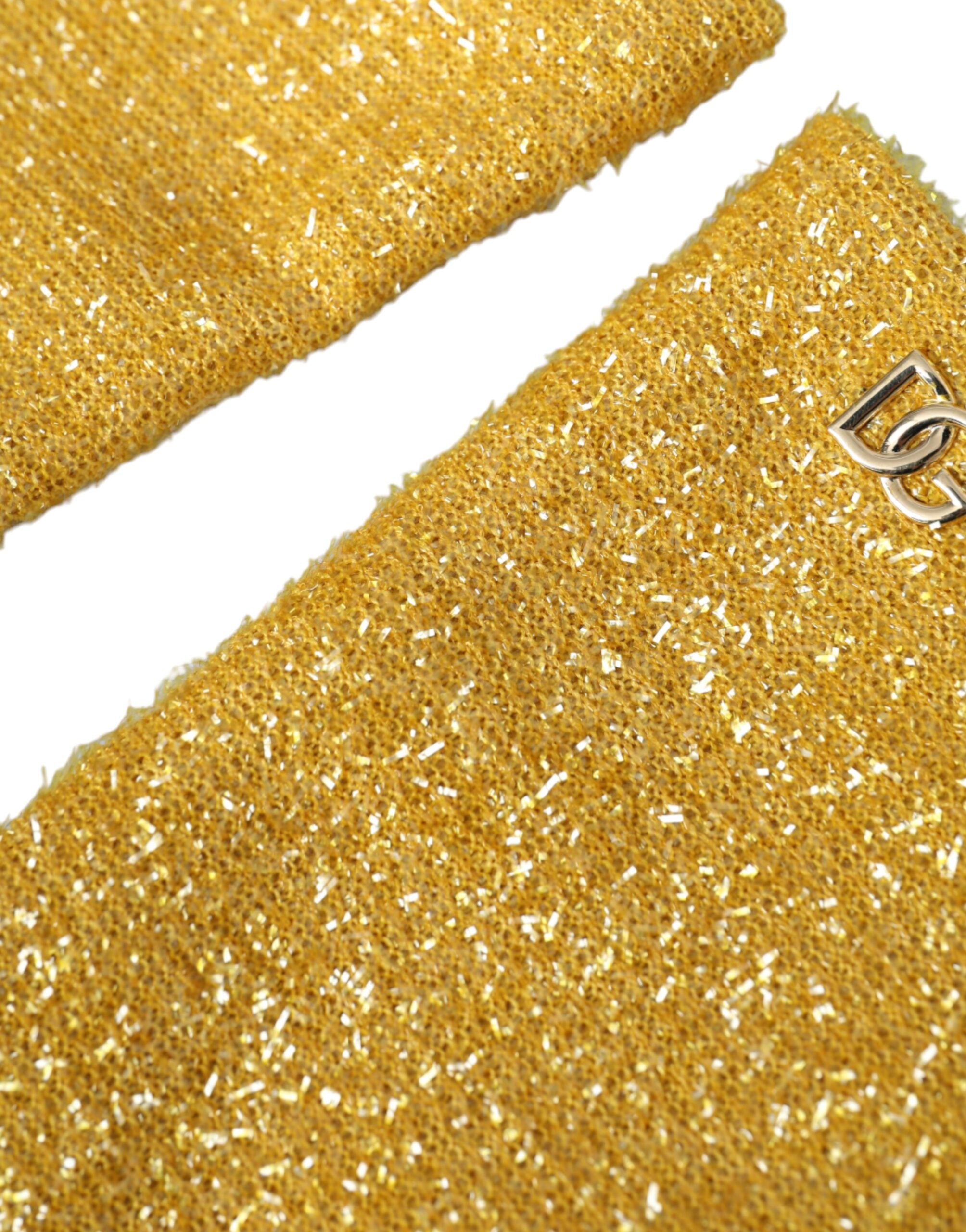 Gold Lurex Fantasia Mid Arm Length Gloves - ventzia