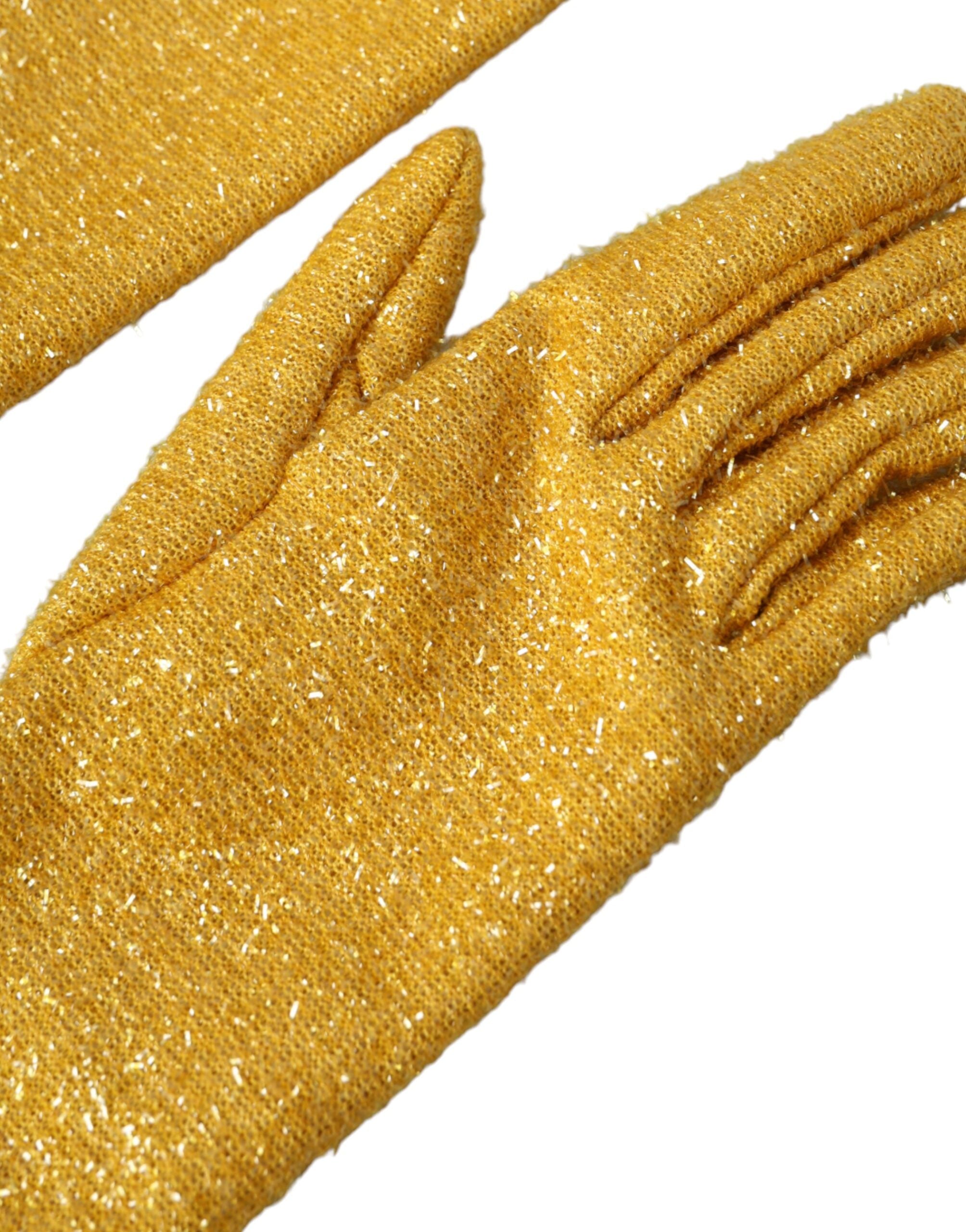 Gold Lurex Fantasia Mid Arm Length Gloves - ventzia