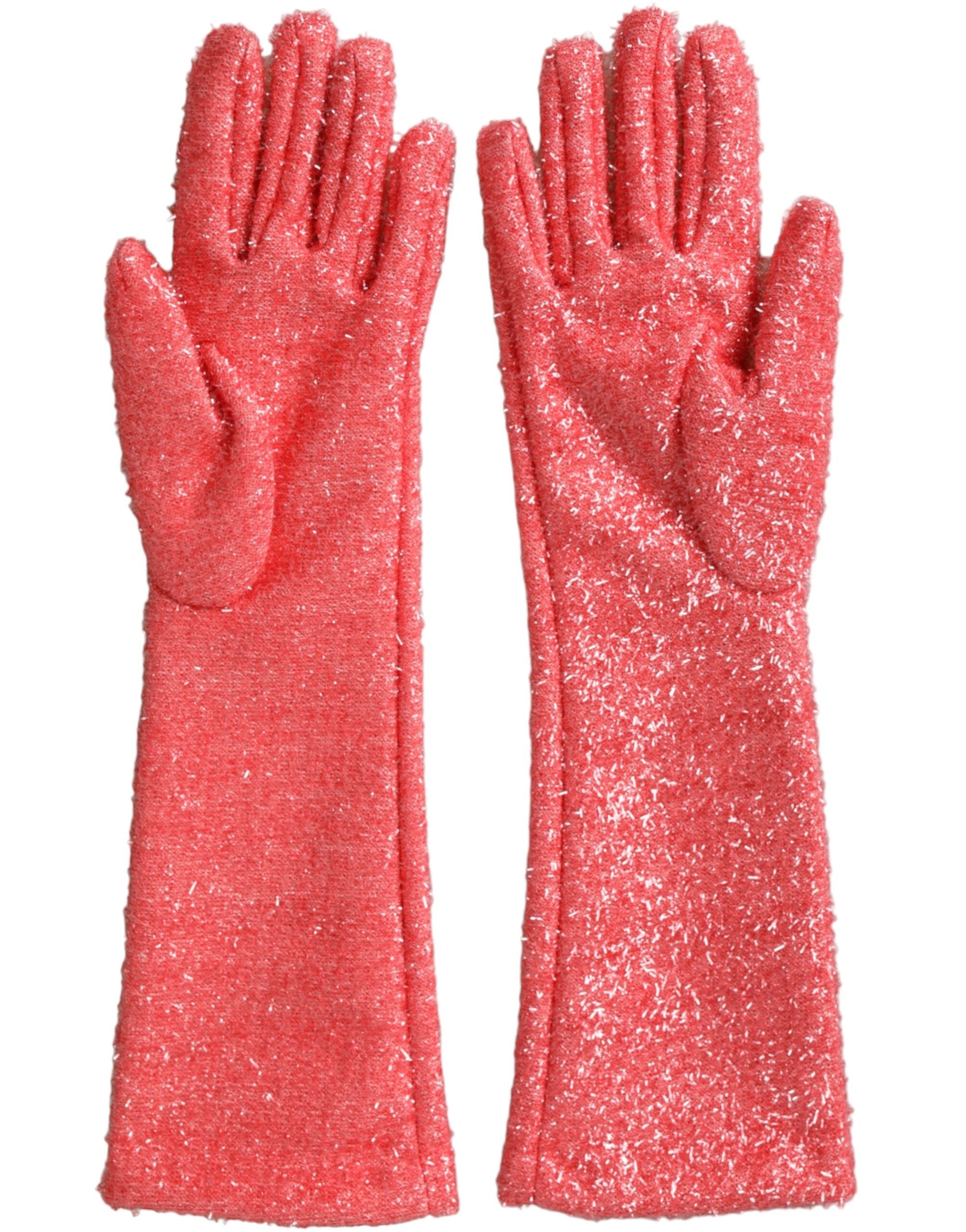 Pink Lurex Fantasia Mid Arm Length Gloves - ventzia