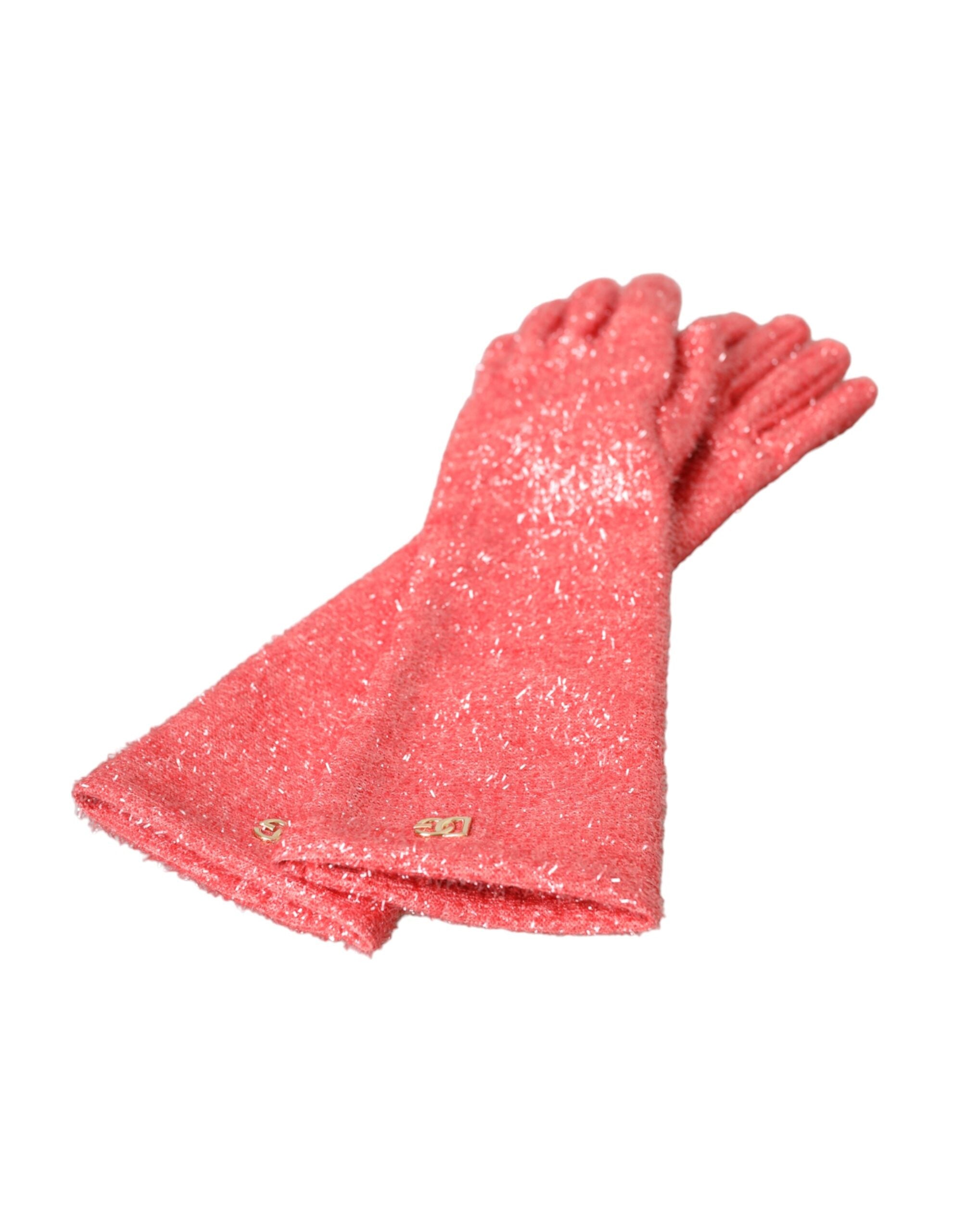 Pink Lurex Fantasia Mid Arm Length Gloves - ventzia