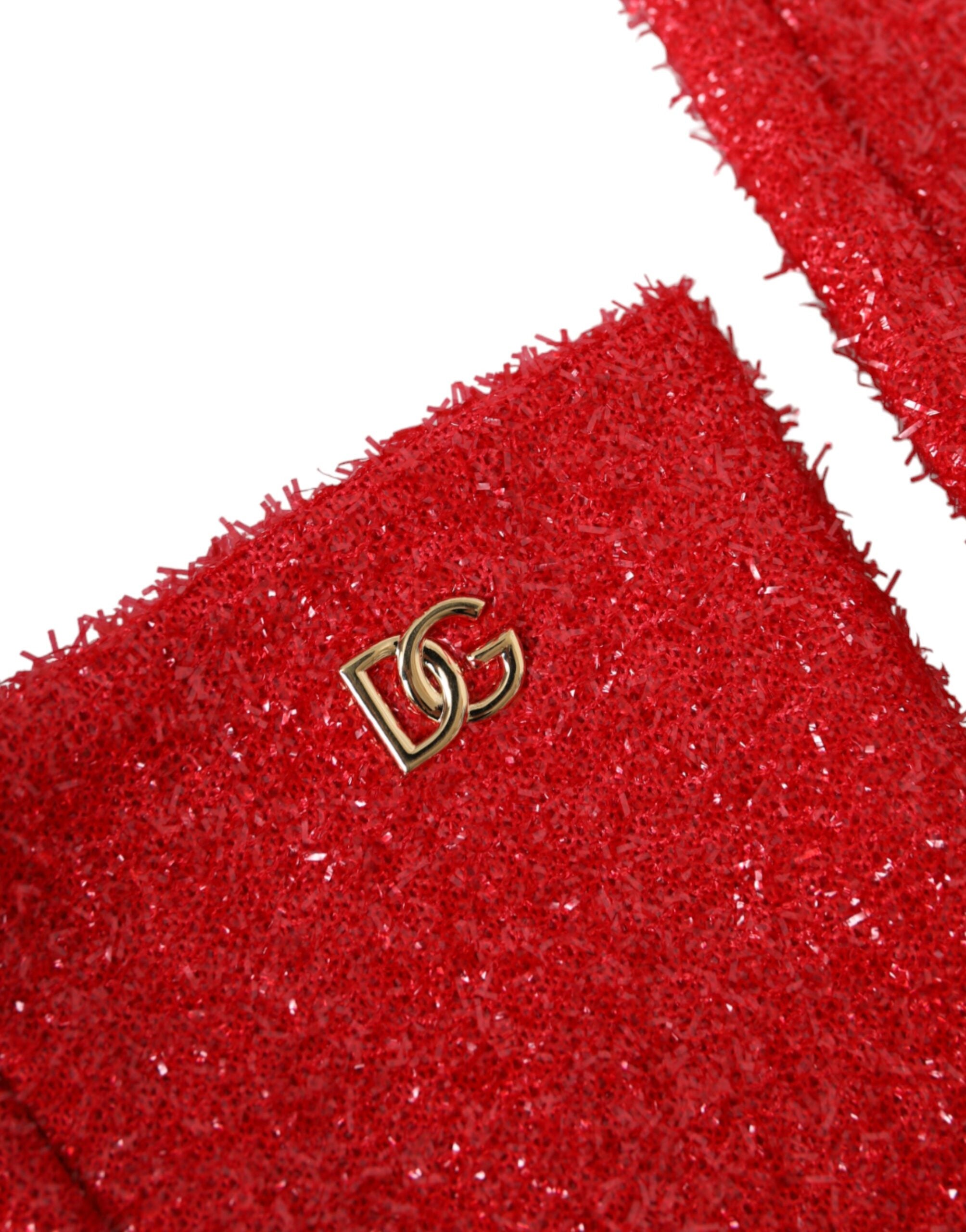 Red Lurex Fantasia Mid Arm Length Gloves - ventzia