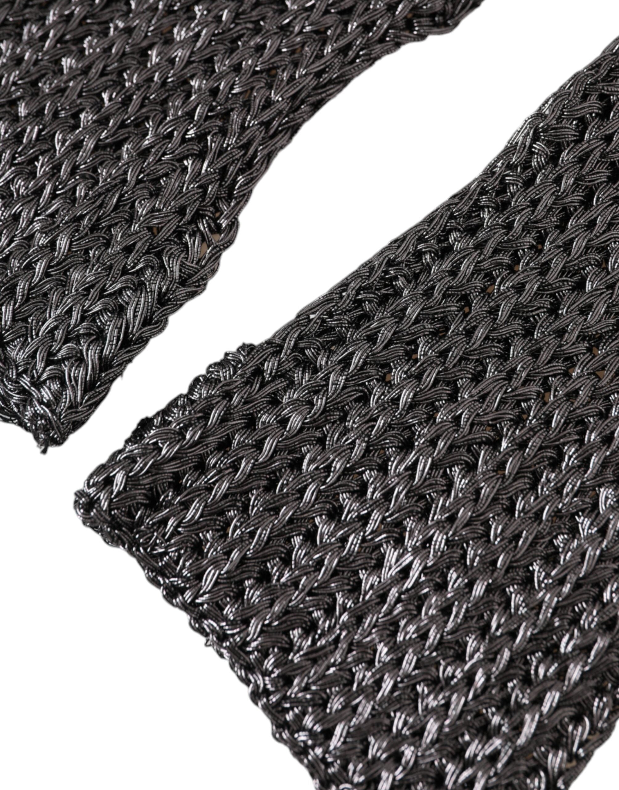 Gray Viscose Knitted Finger Less Gloves - ventzia