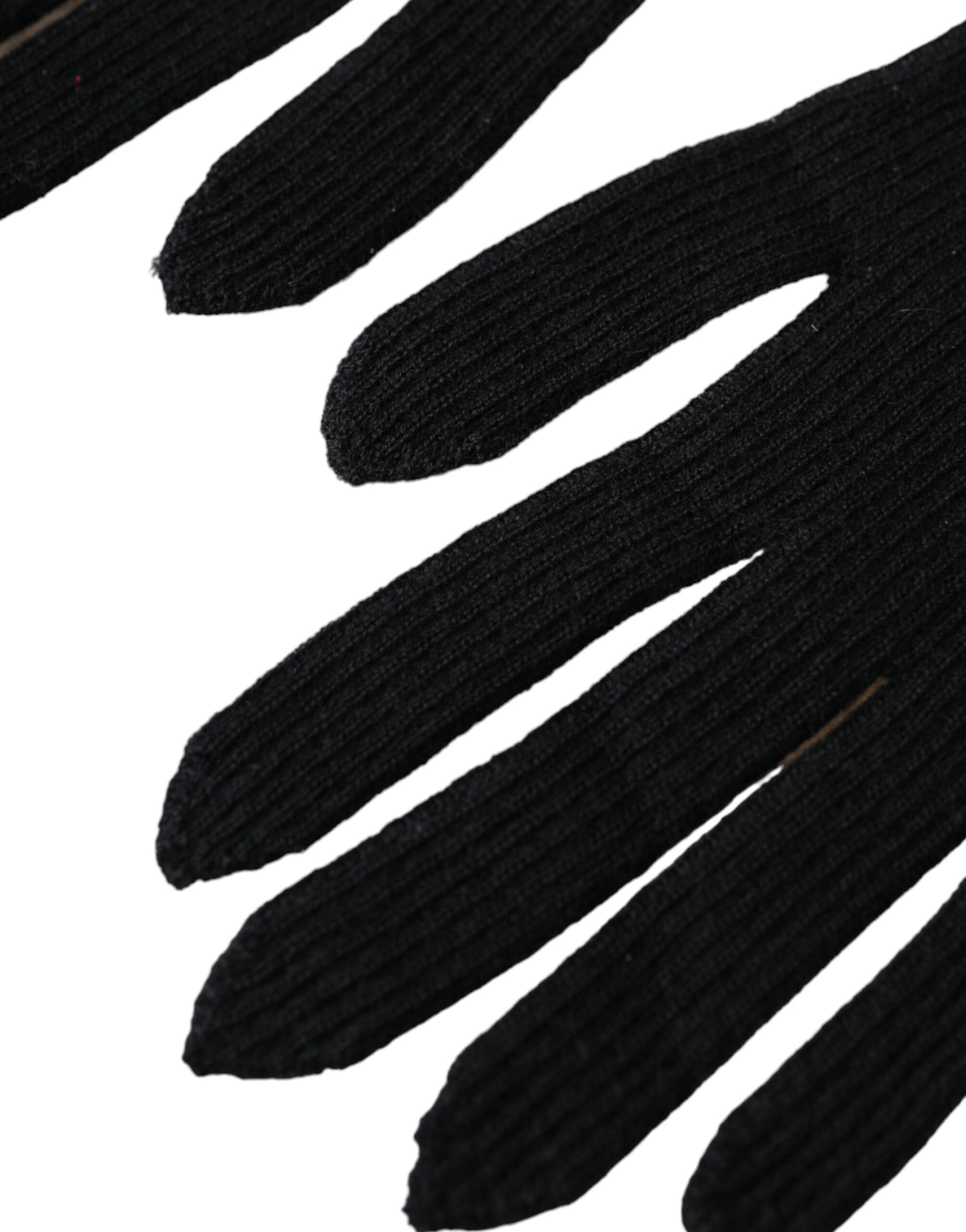 Black Cashmere Knitted Elbow Length Gloves - ventzia