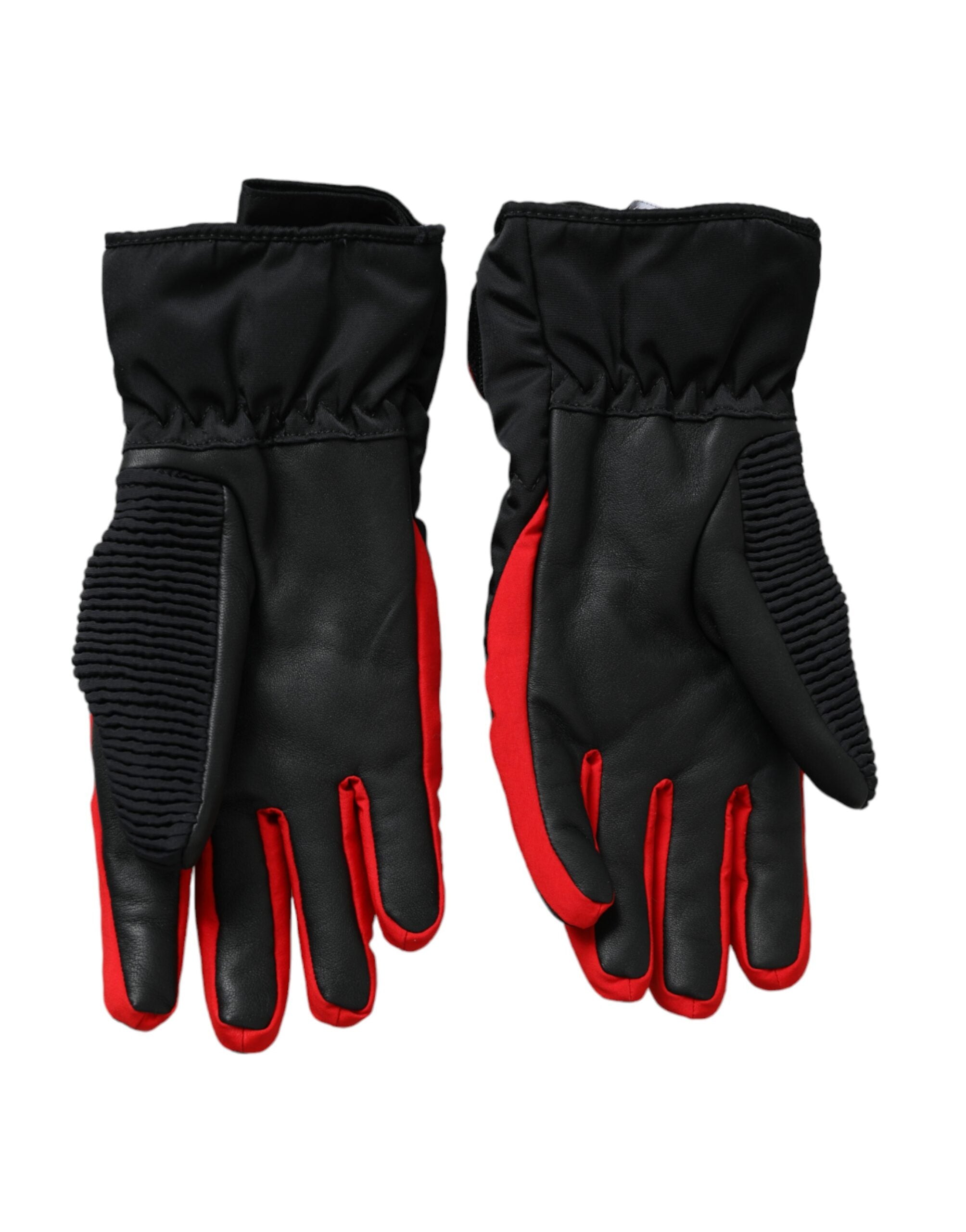 Black Red Nylon Wrist Length Gloves - ventzia