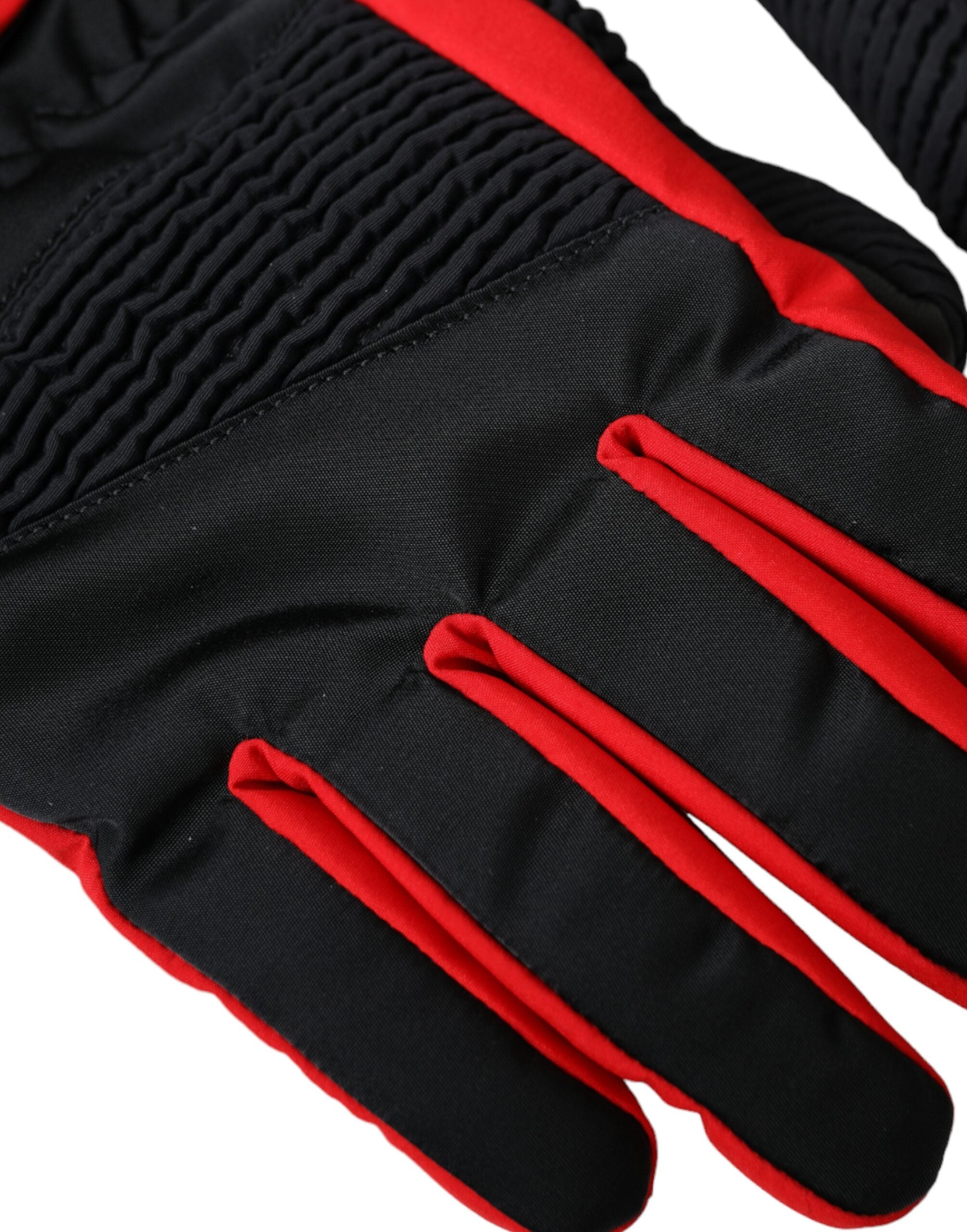 Black Red Nylon Wrist Length Gloves - ventzia