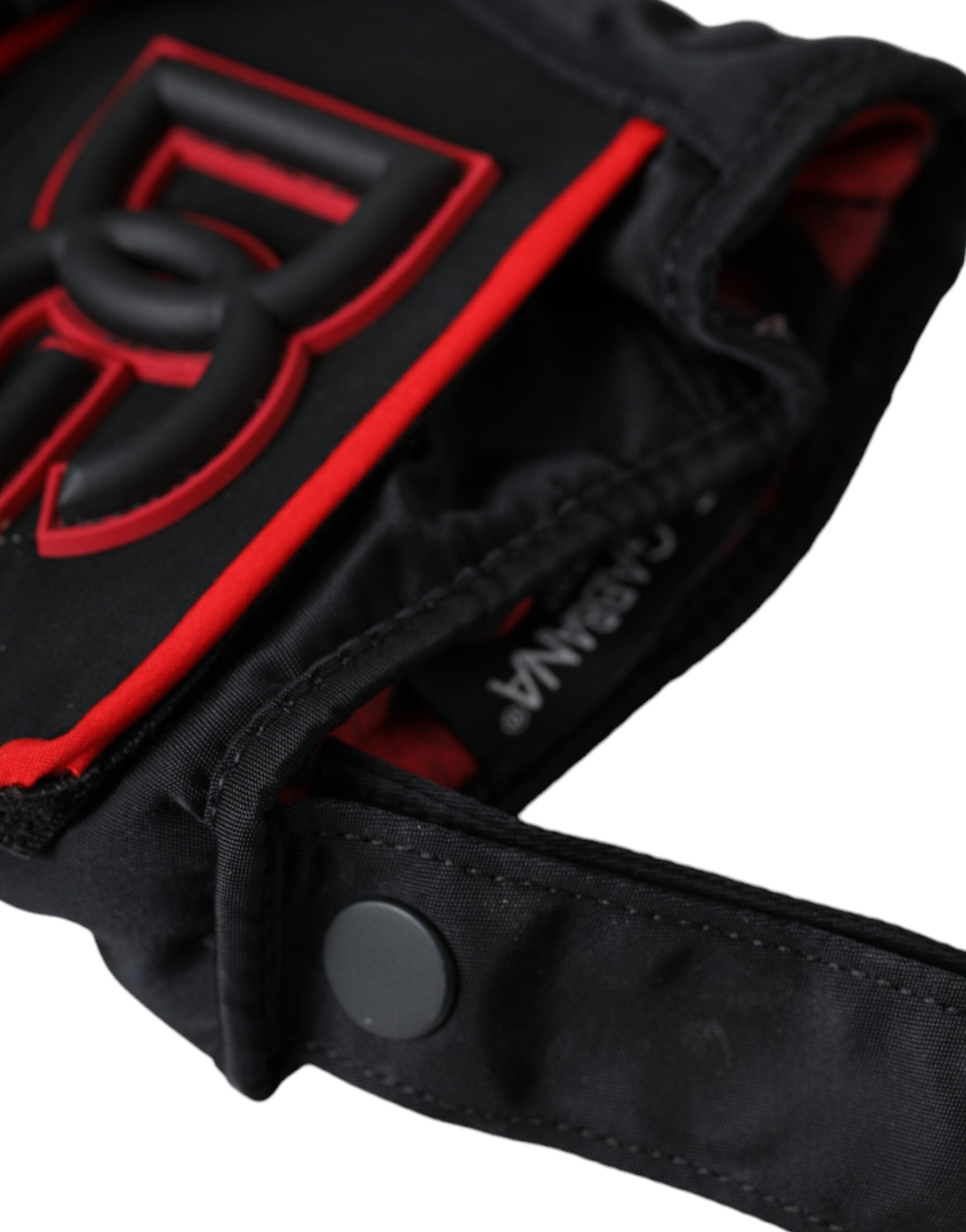 Black Red Nylon Wrist Length Gloves - ventzia