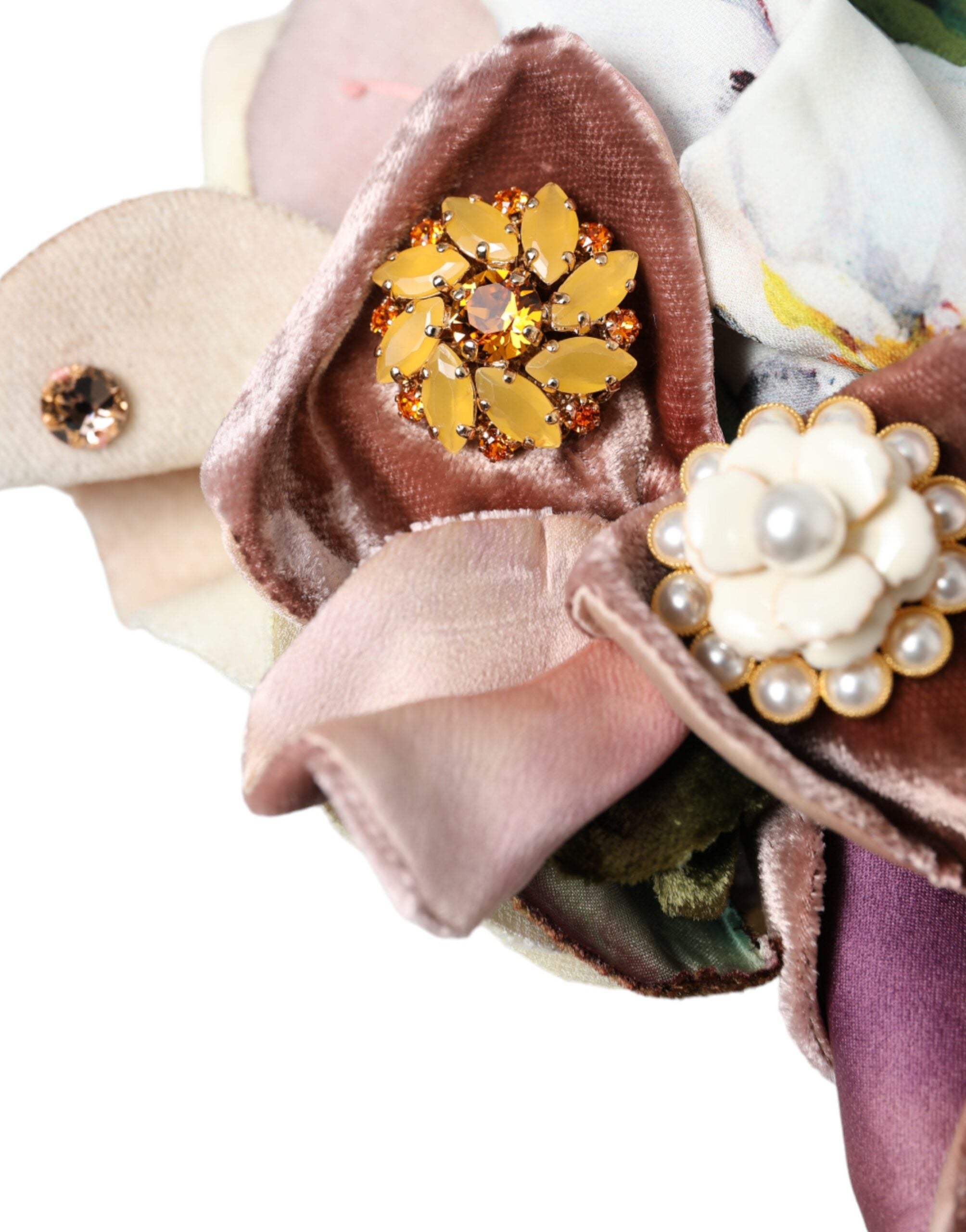 Blue Floral Motif Turban Head Hat Women - ventzia