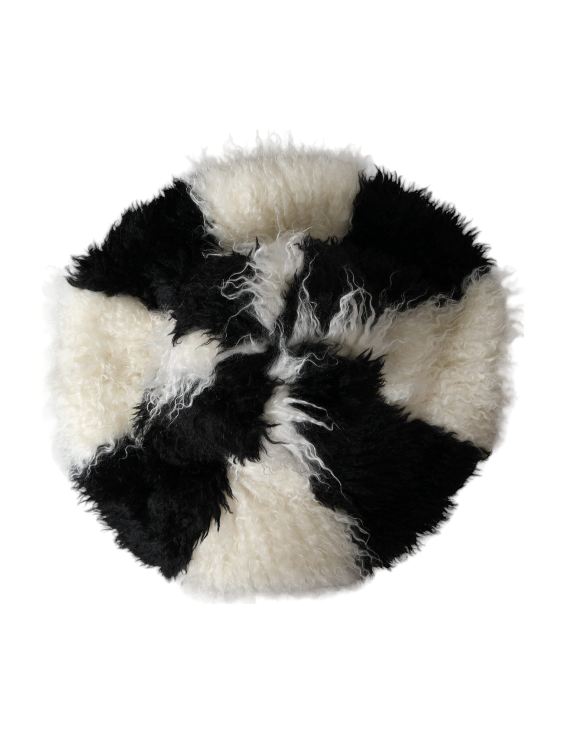 Black White Stripes Mohair Fur Bucket Hat - ventzia