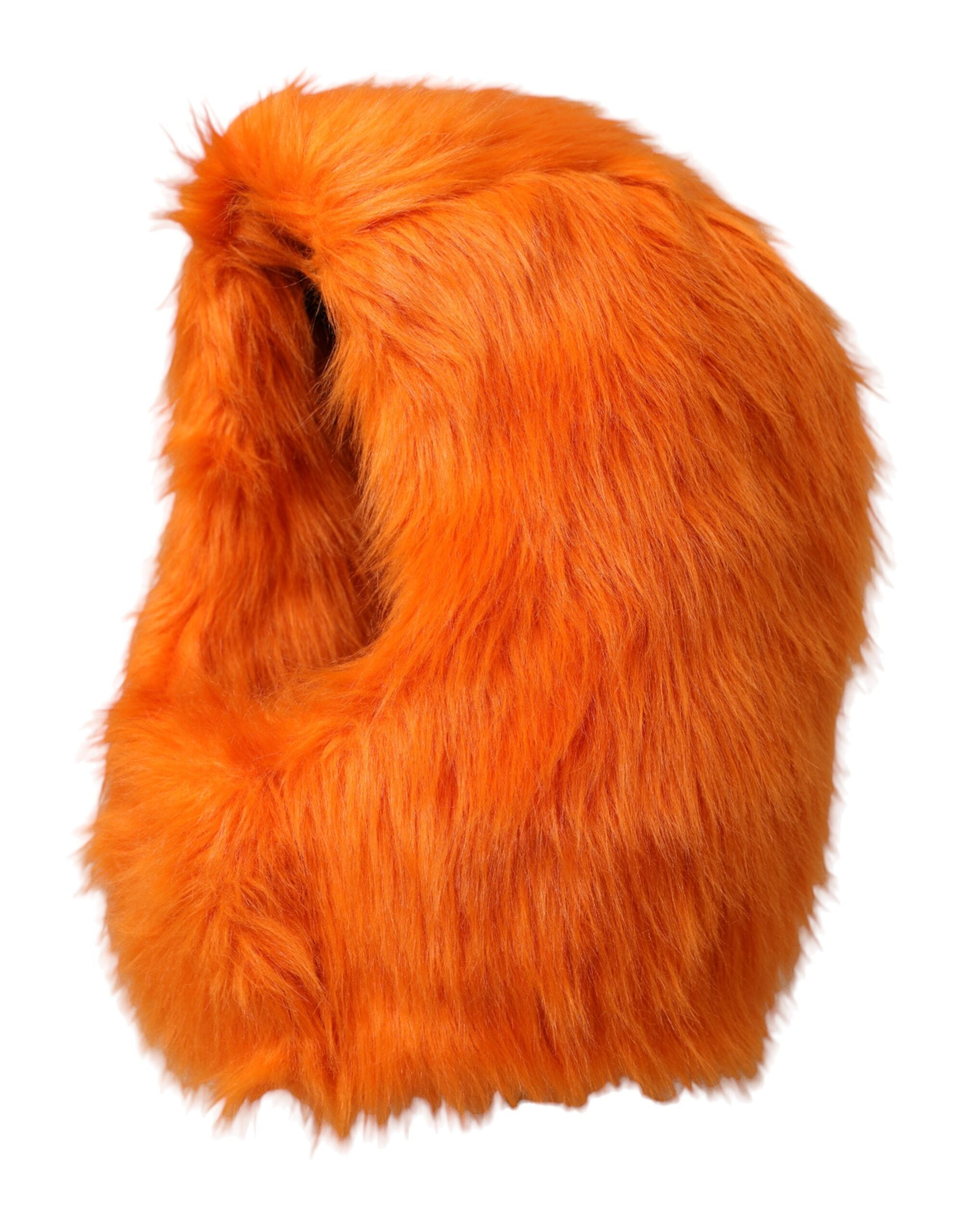 Orange Faux Fur Whole Head Wrap Hat - ventzia