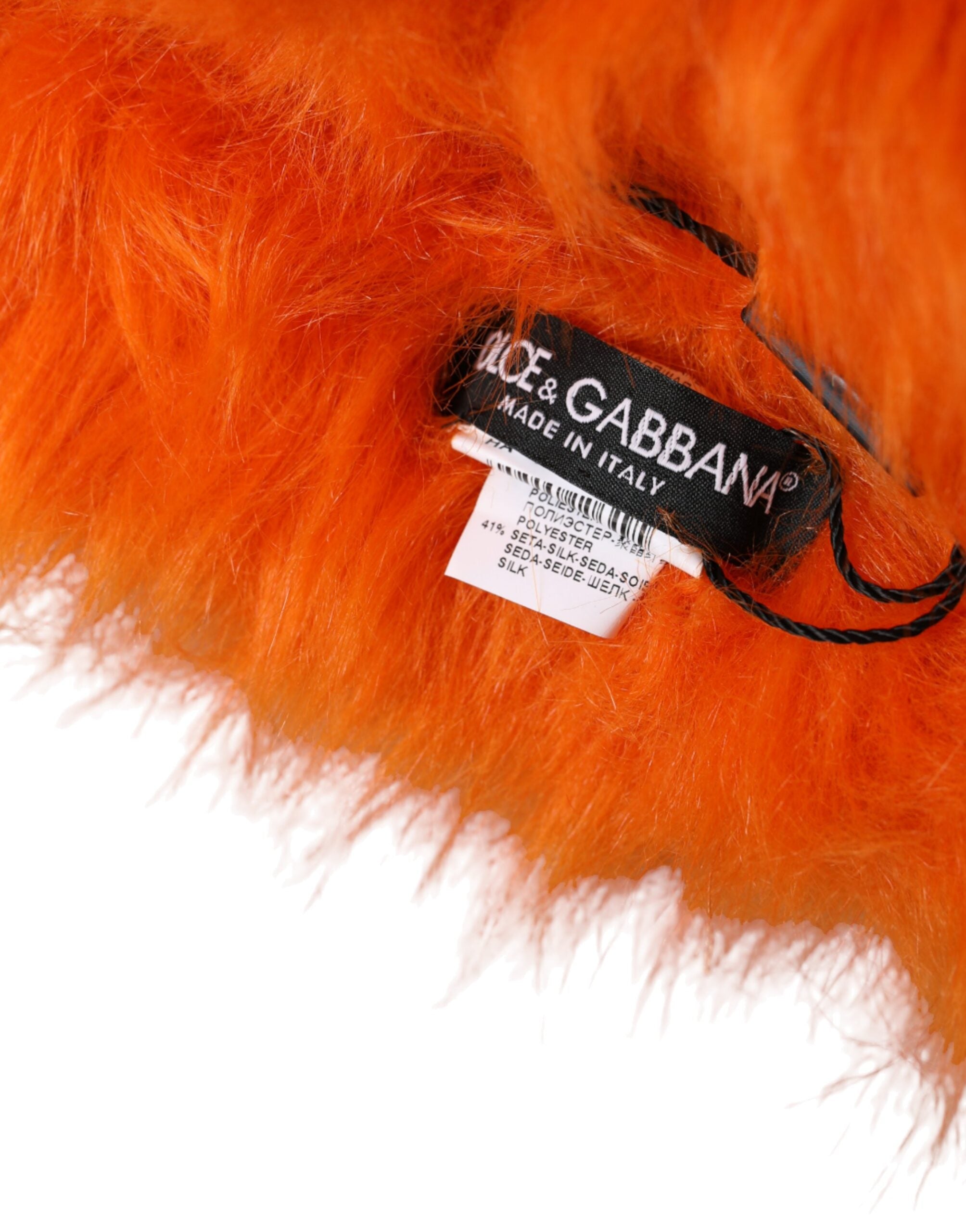 Orange Faux Fur Whole Head Wrap Hat - ventzia