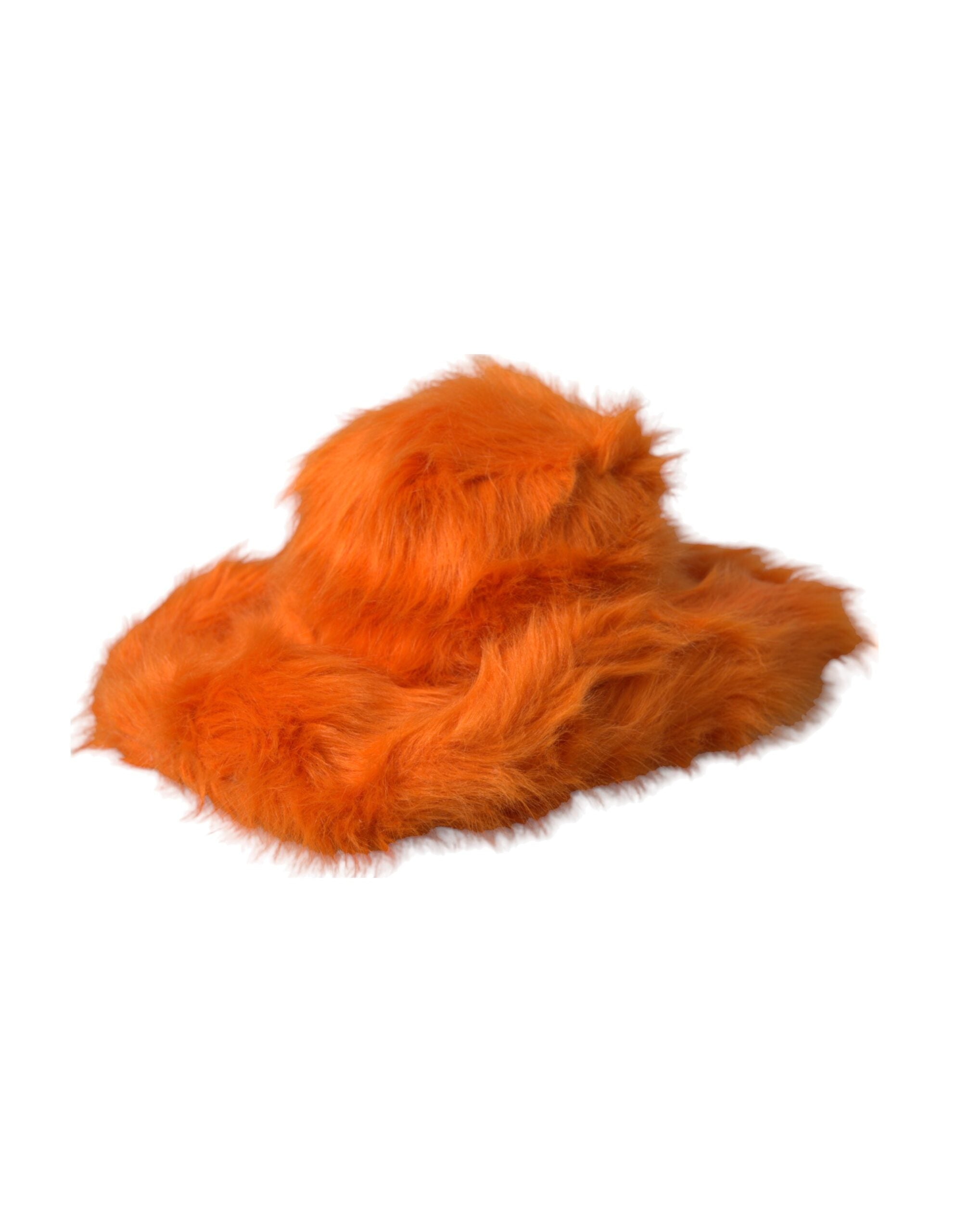 Orange Faux Fur Polyester Fedora Hat - ventzia