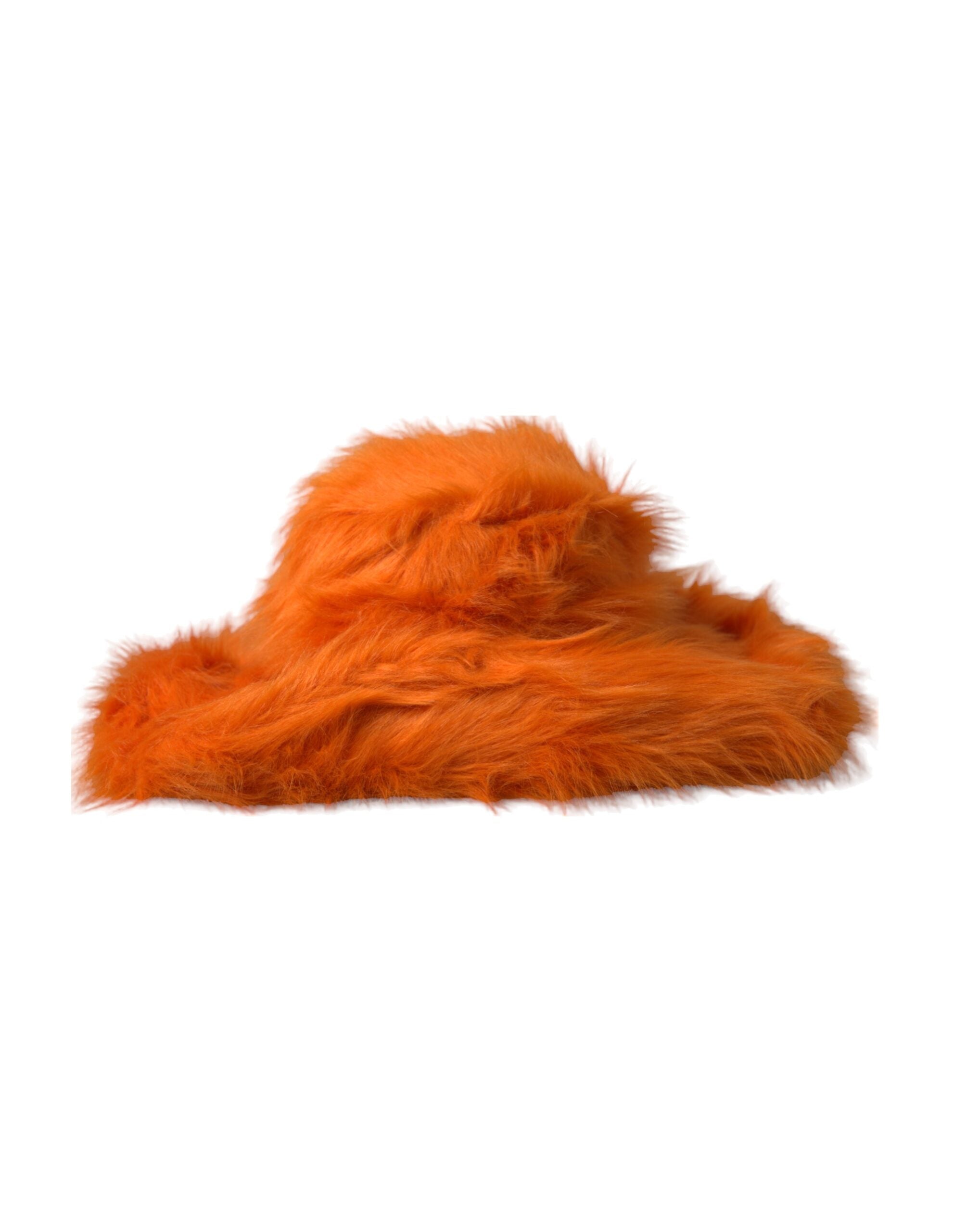 Orange Faux Fur Polyester Fedora Hat - ventzia