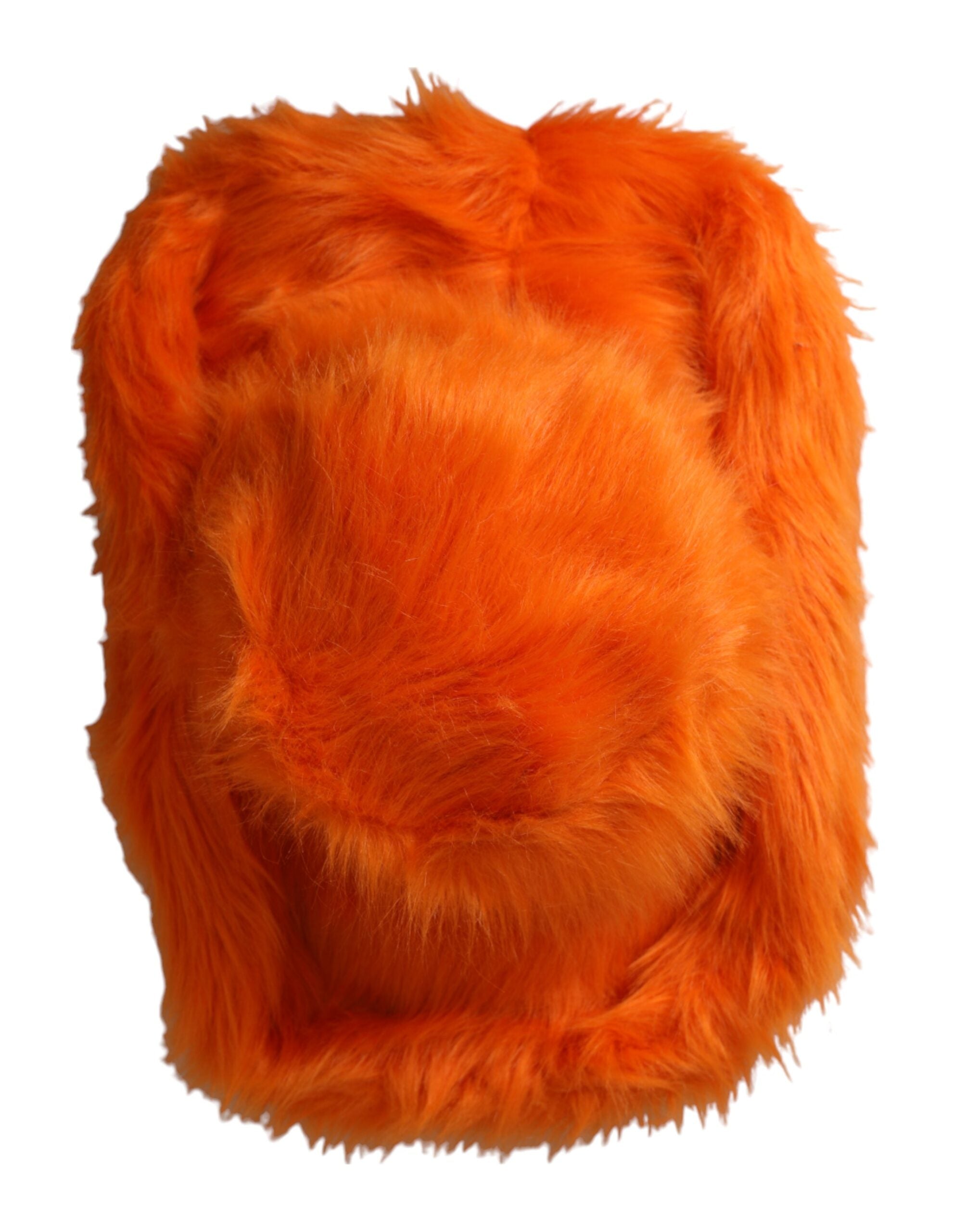 Orange Faux Fur Polyester Fedora Hat - ventzia