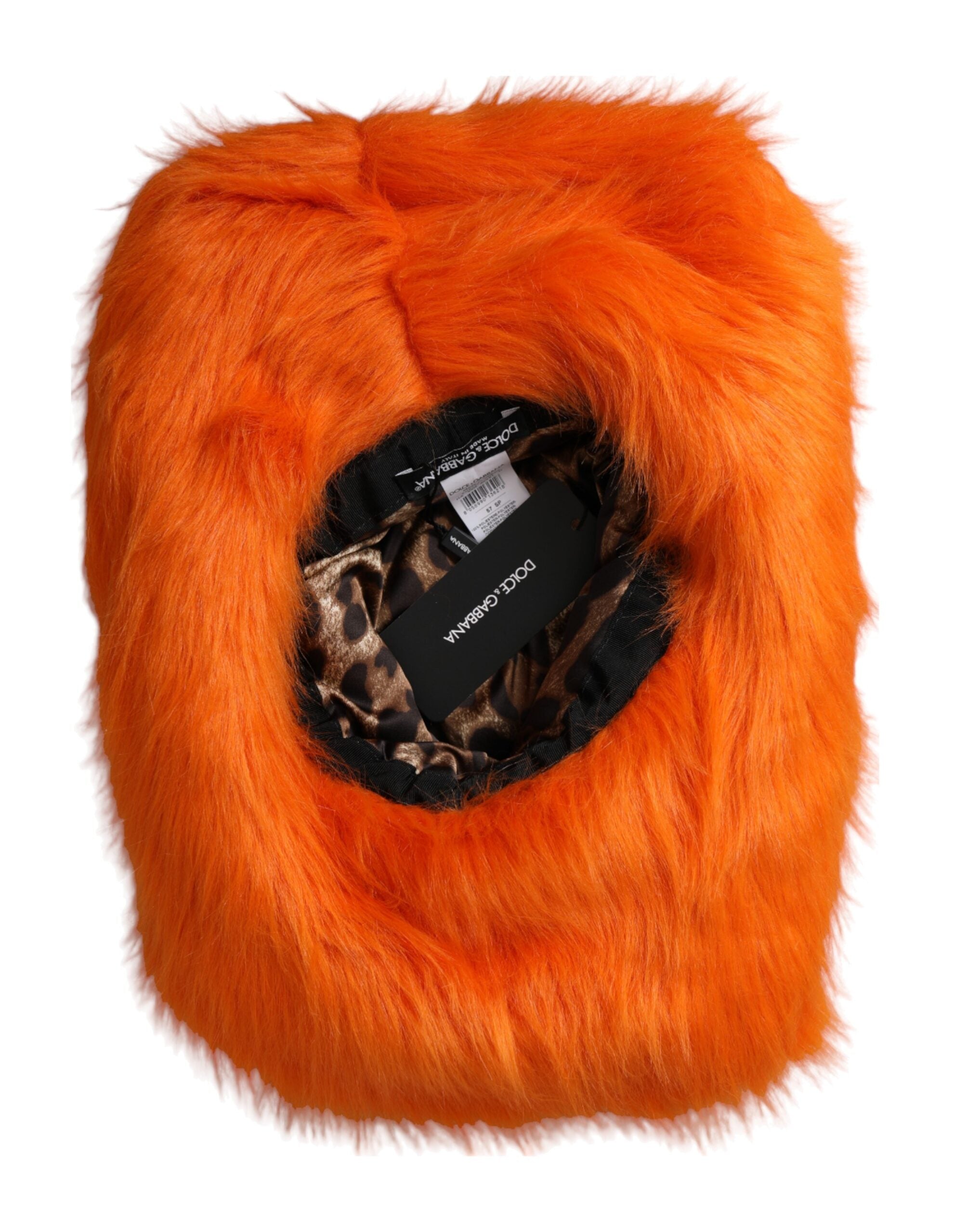 Orange Faux Fur Polyester Fedora Hat - ventzia
