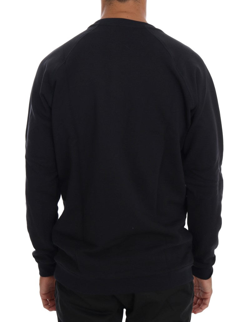 Chic Dark Blue Crewneck Cotton Sweater - ventzia