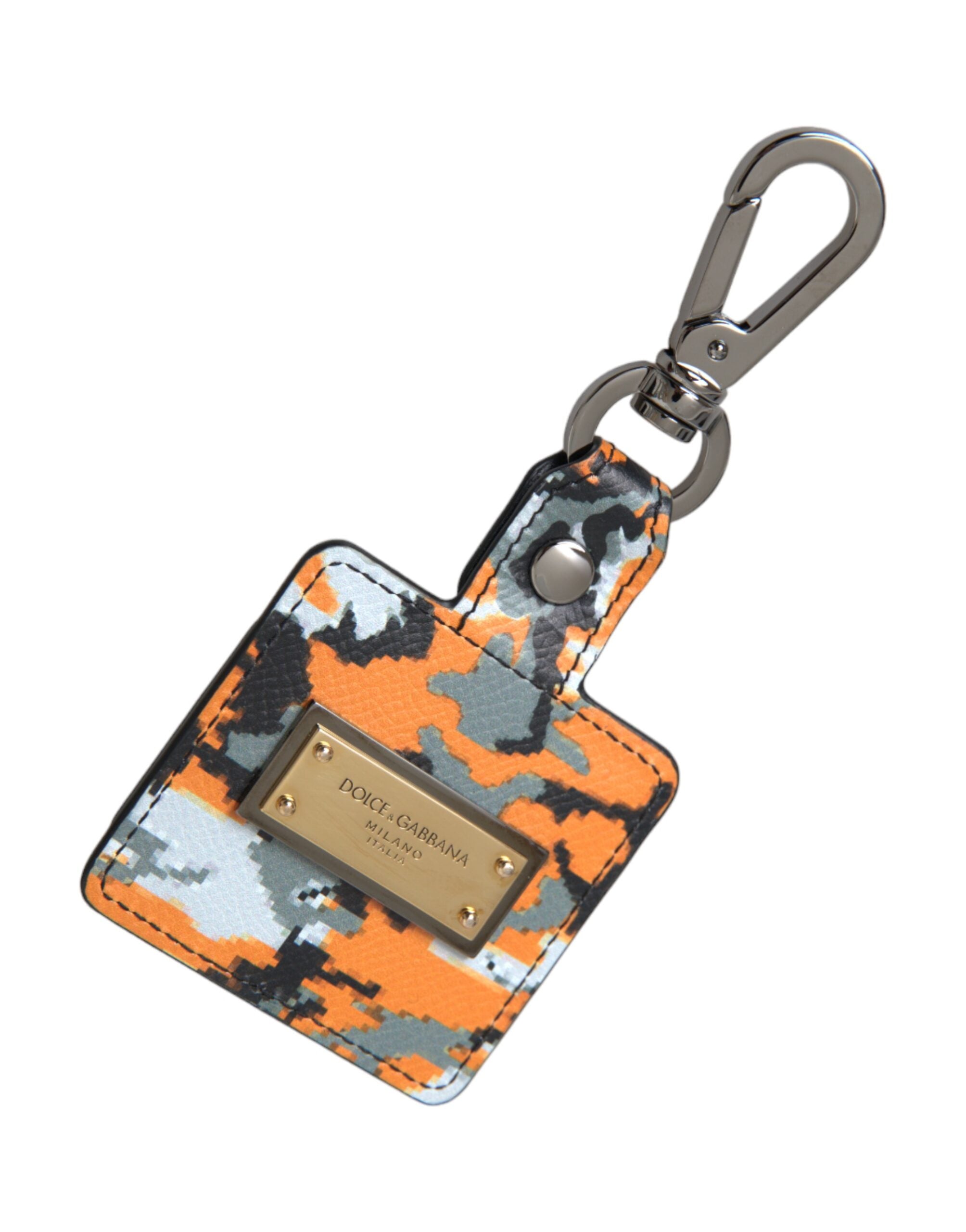 Multicolor Camouflage Print Leather Logo Metal Airpods Case - ventzia
