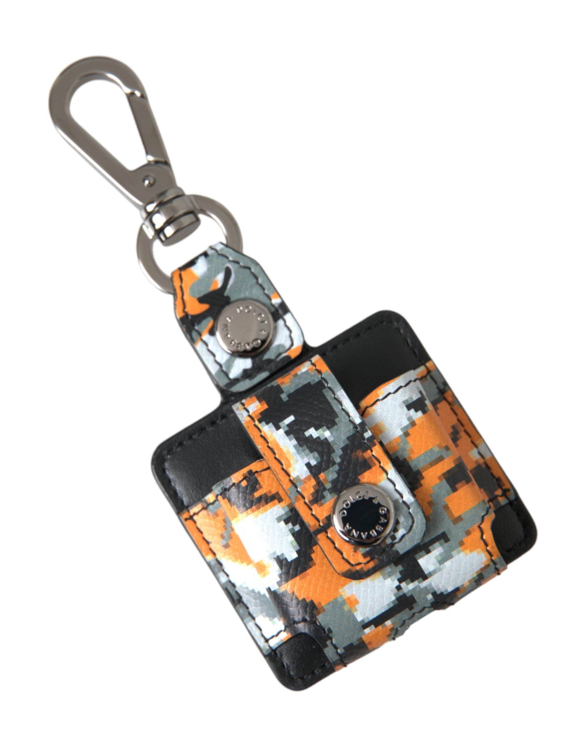 Multicolor Camouflage Print Leather Logo Metal Airpods Case - ventzia