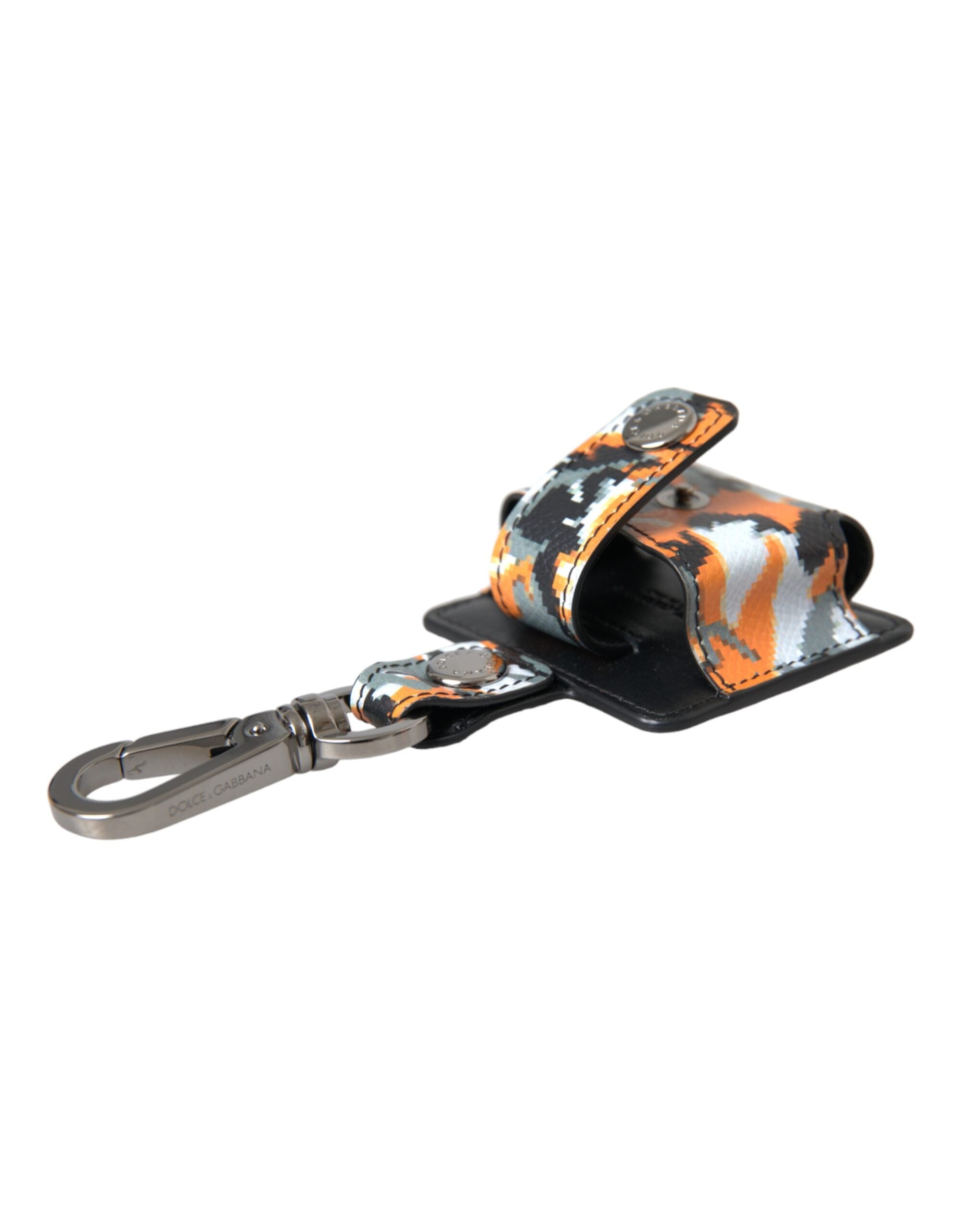 Multicolor Camouflage Print Leather Logo Metal Airpods Case - ventzia