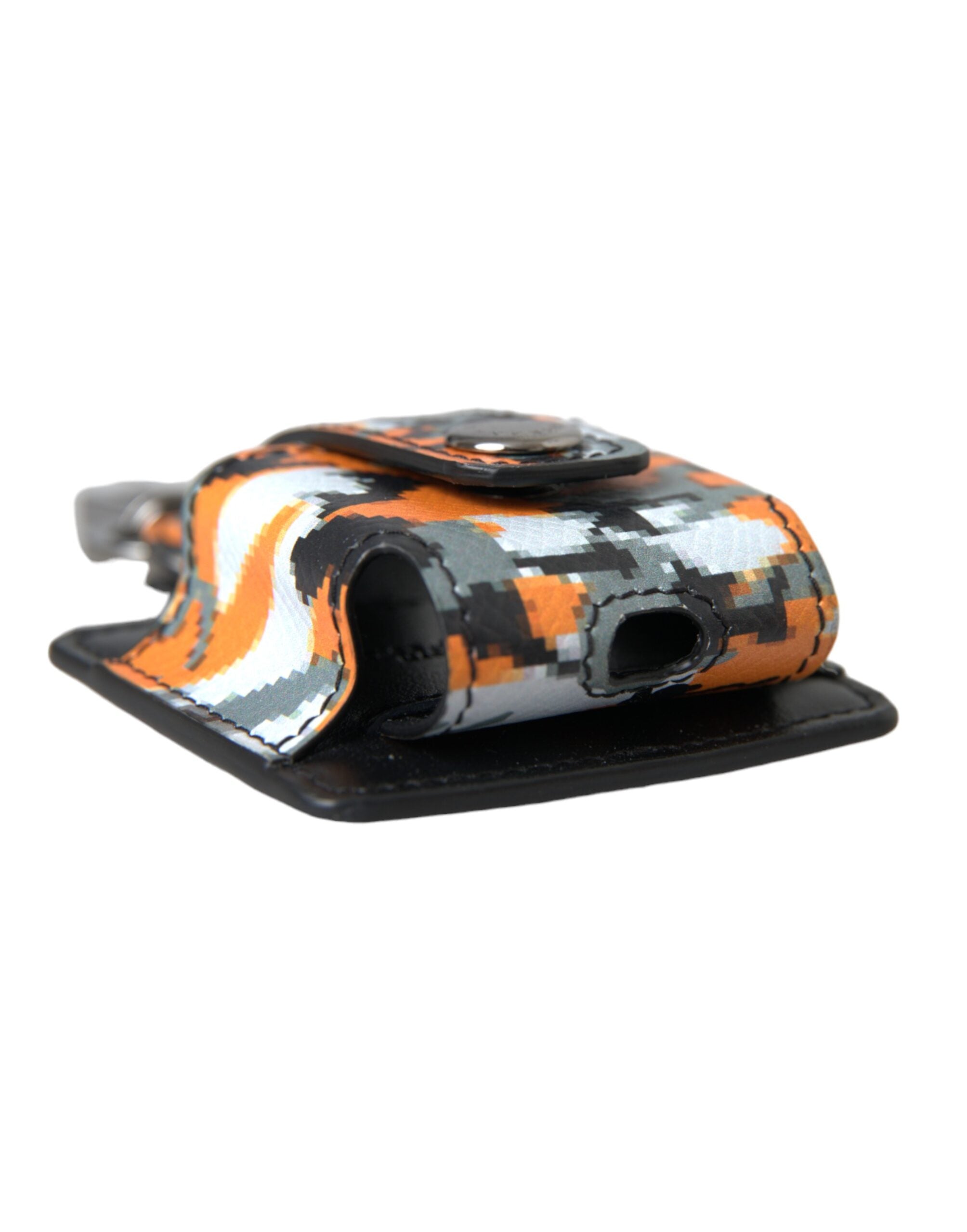 Multicolor Camouflage Print Leather Logo Metal Airpods Case - ventzia