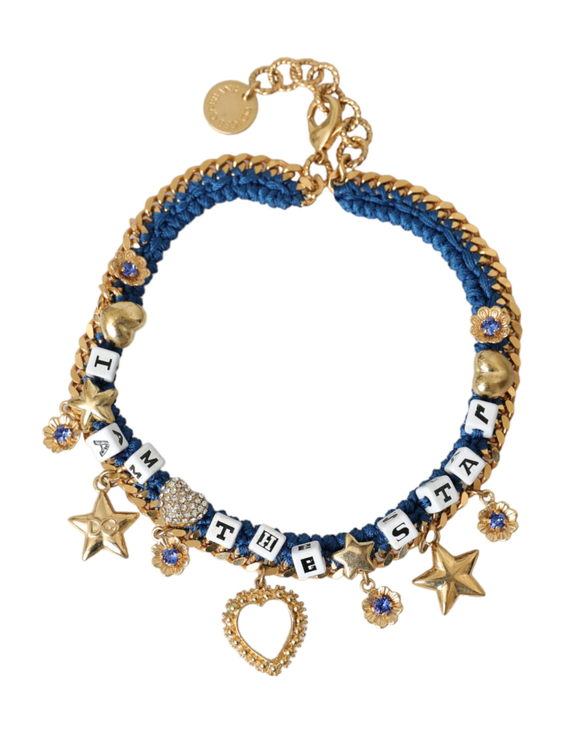 Gold Tone Brass Chain Iam The Star Bracelet - ventzia