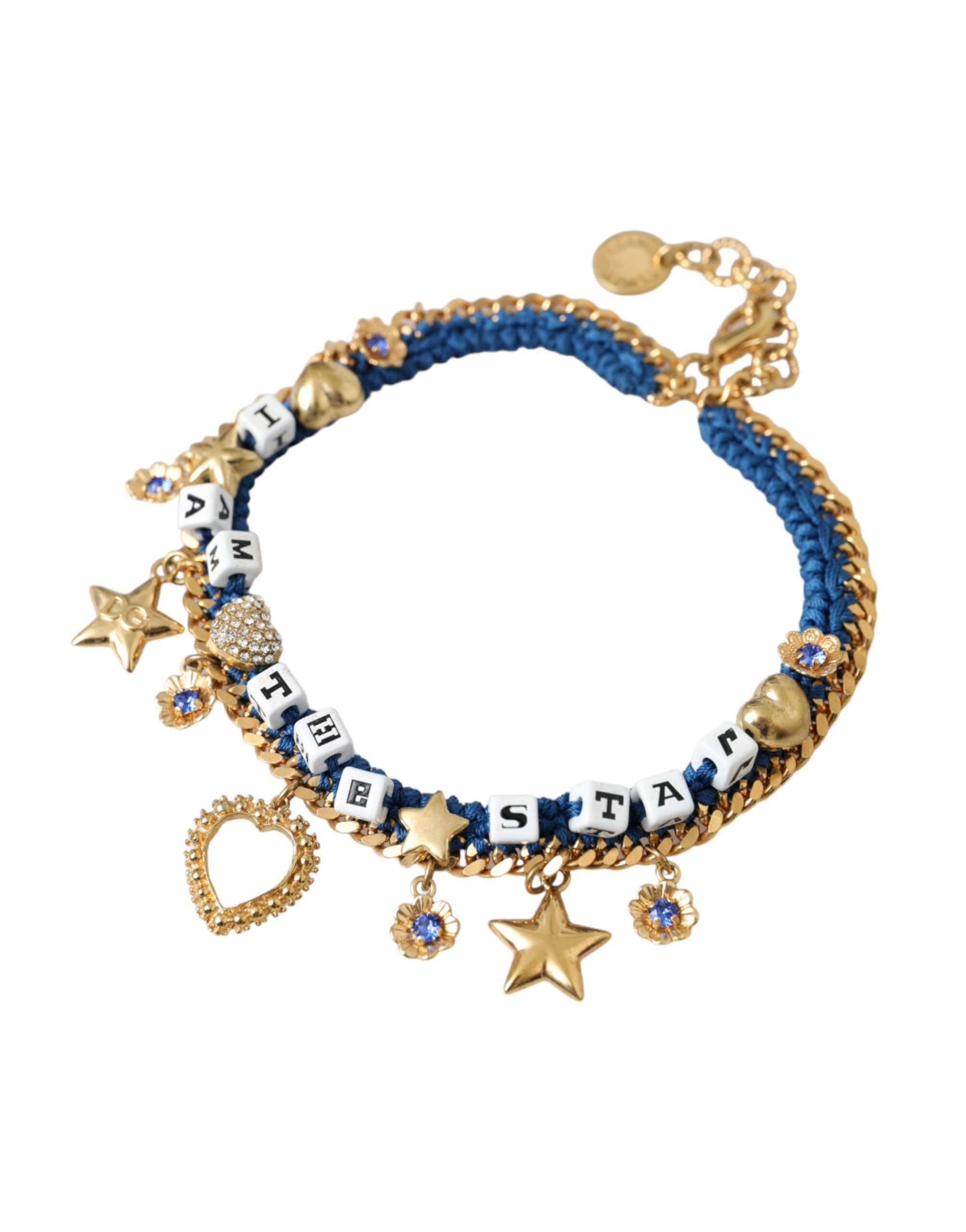 Gold Tone Brass Chain Iam The Star Bracelet - ventzia