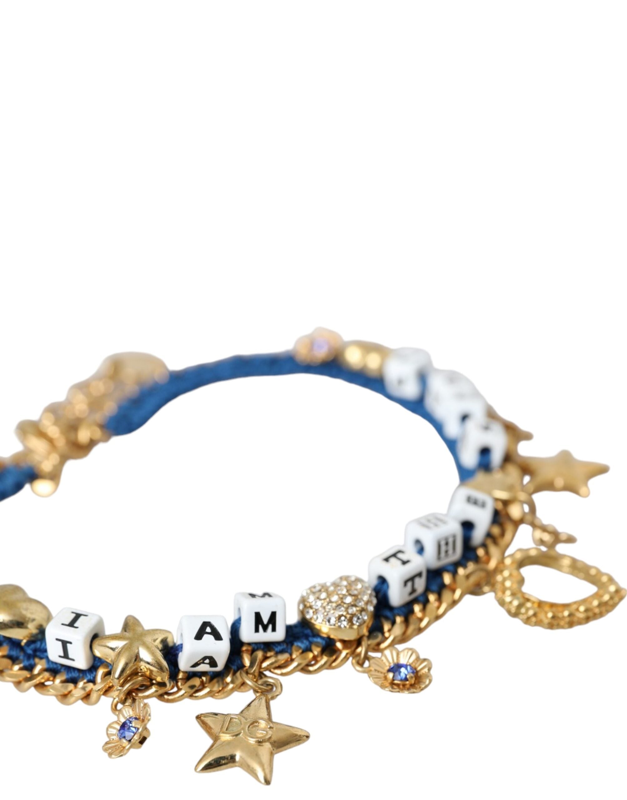 Gold Tone Brass Chain Iam The Star Bracelet - ventzia