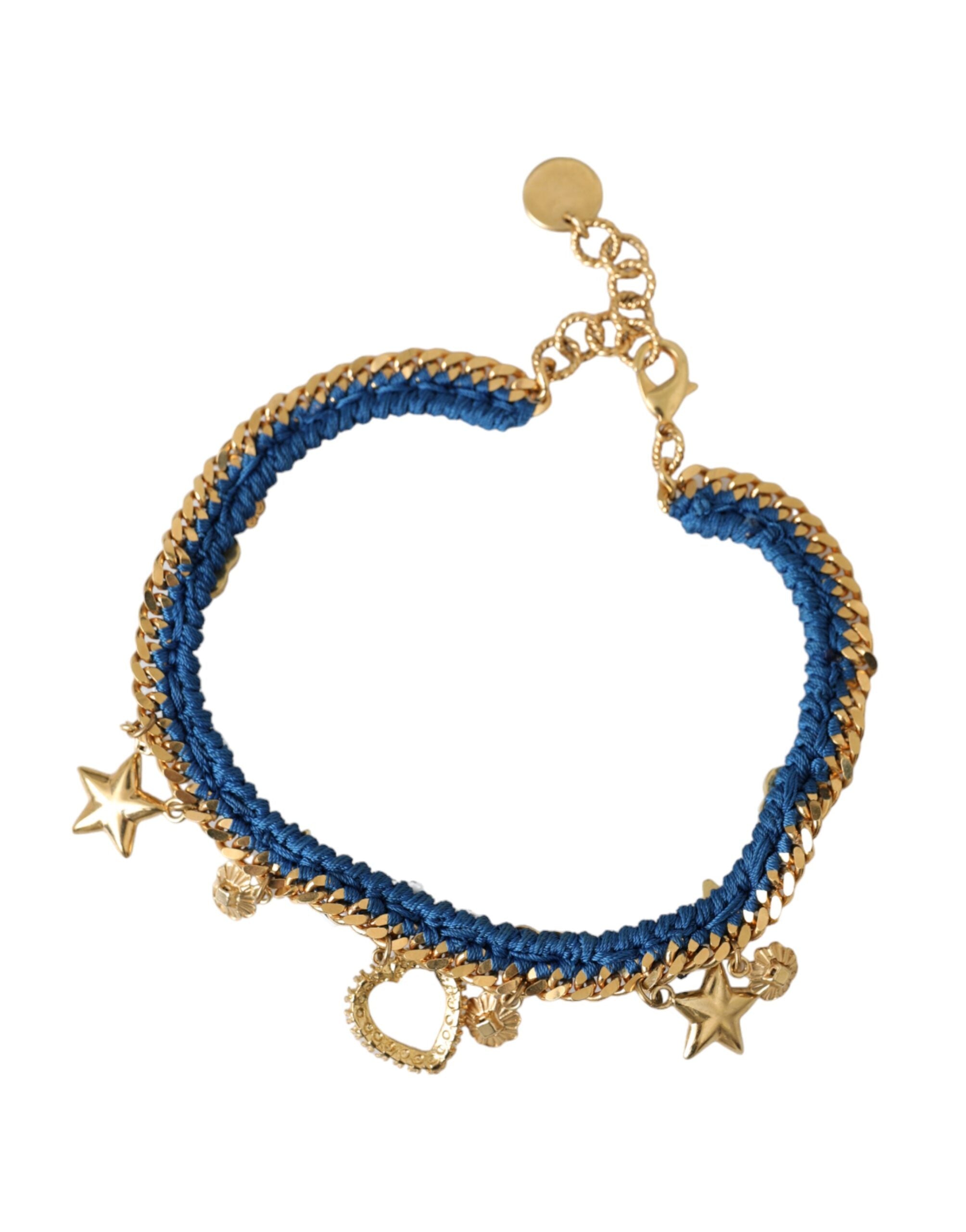 Gold Tone Brass Chain Iam The Star Bracelet - ventzia