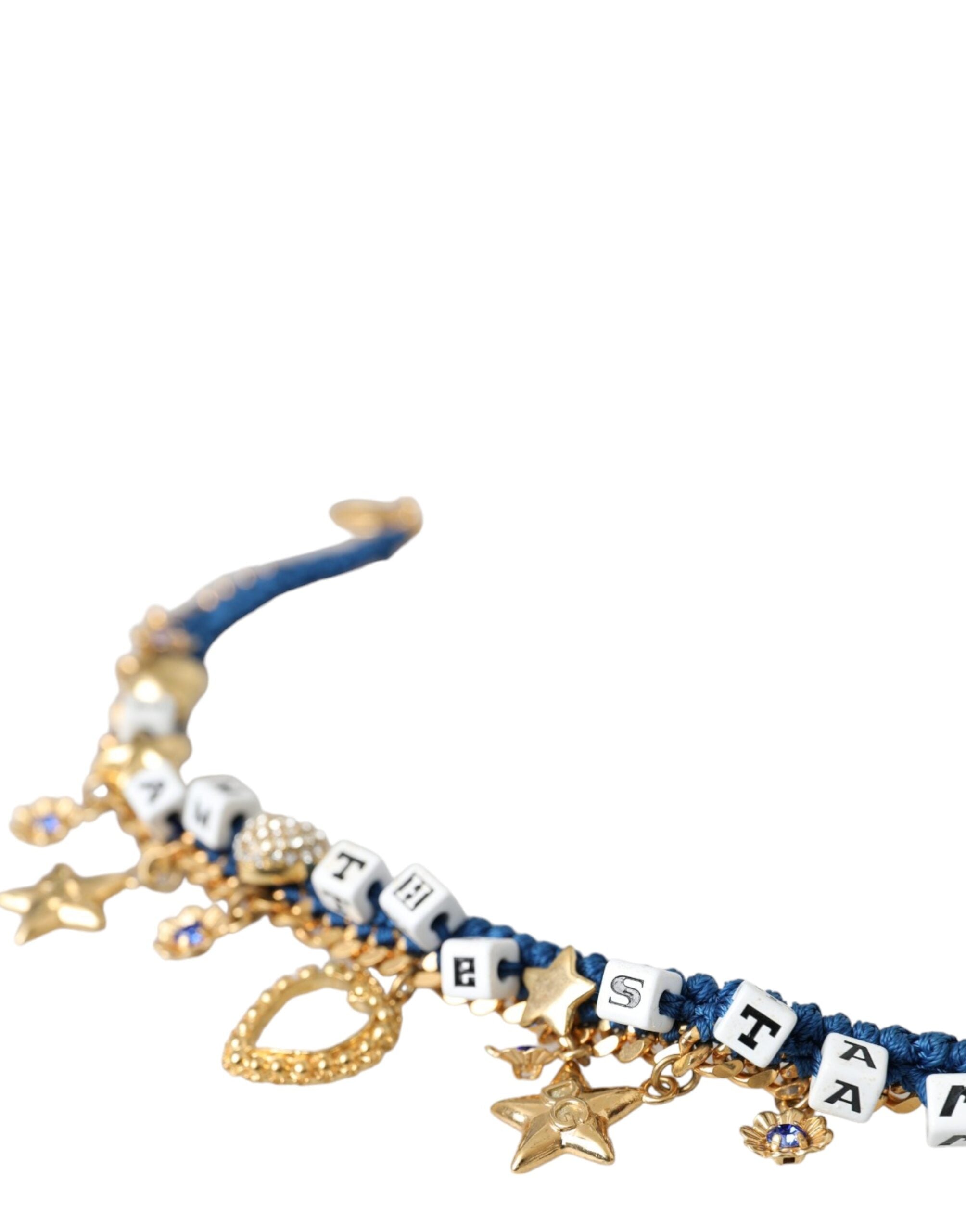 Gold Tone Brass Chain Iam The Star Bracelet - ventzia