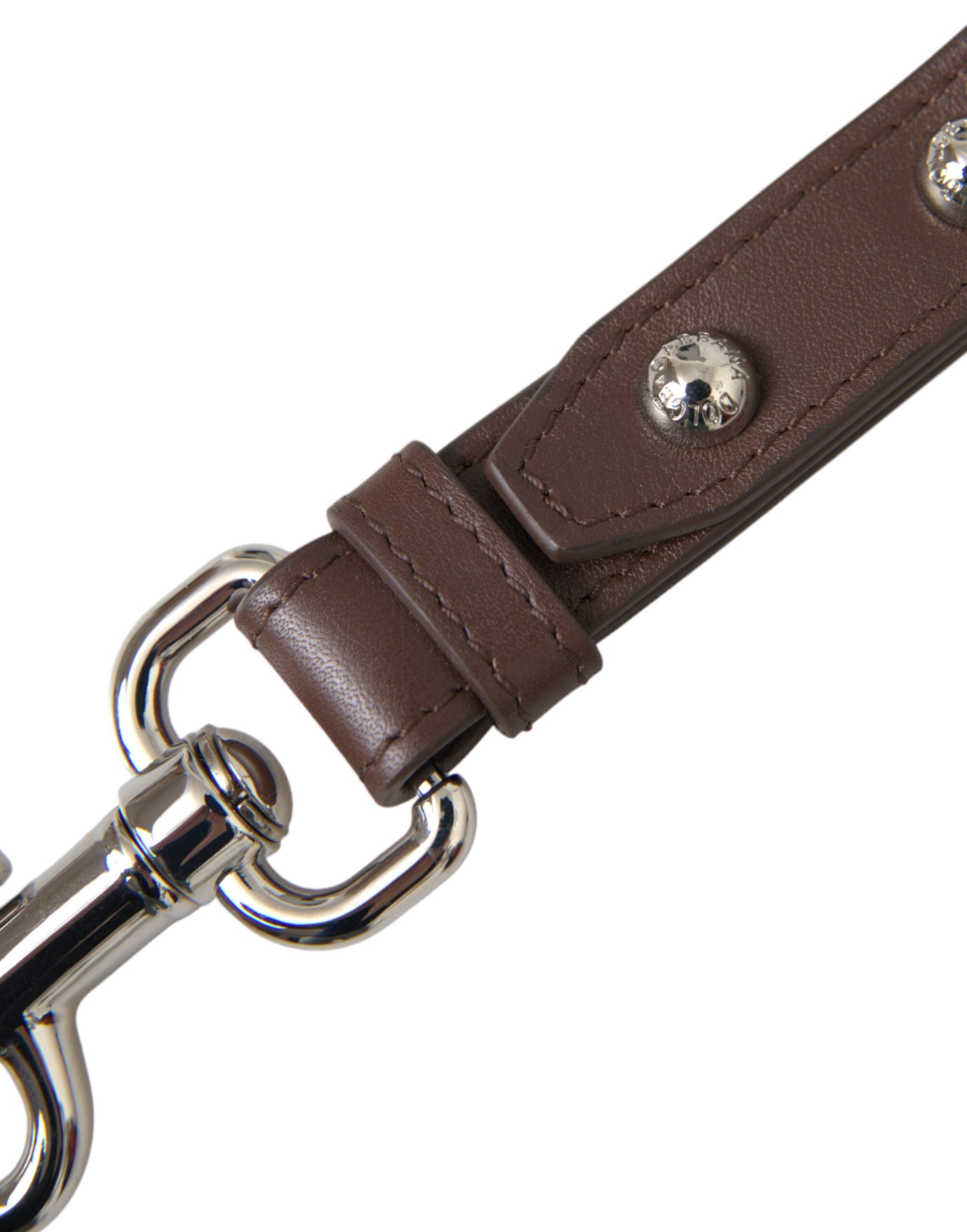 Brown Plain Leather Silver Brass Keyring Holder Keychain - ventzia
