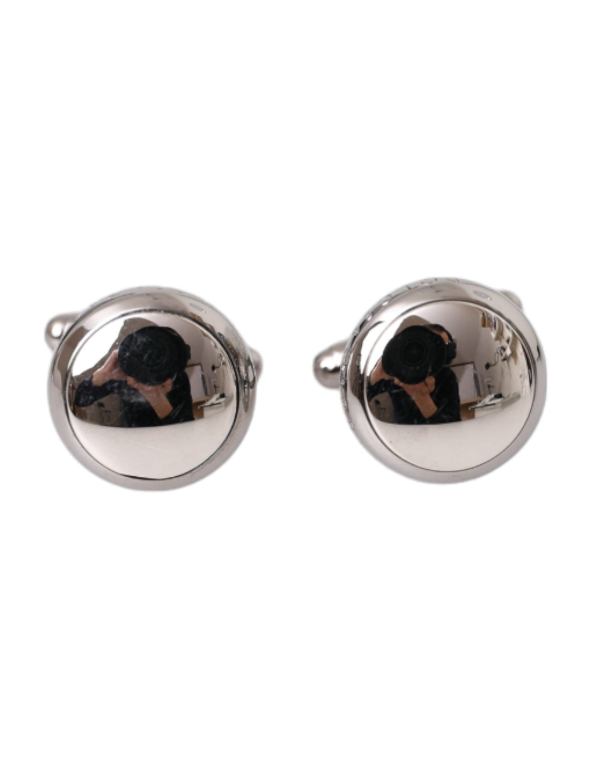 Silver Plated Brass Round Pin Men Cufflinks - ventzia