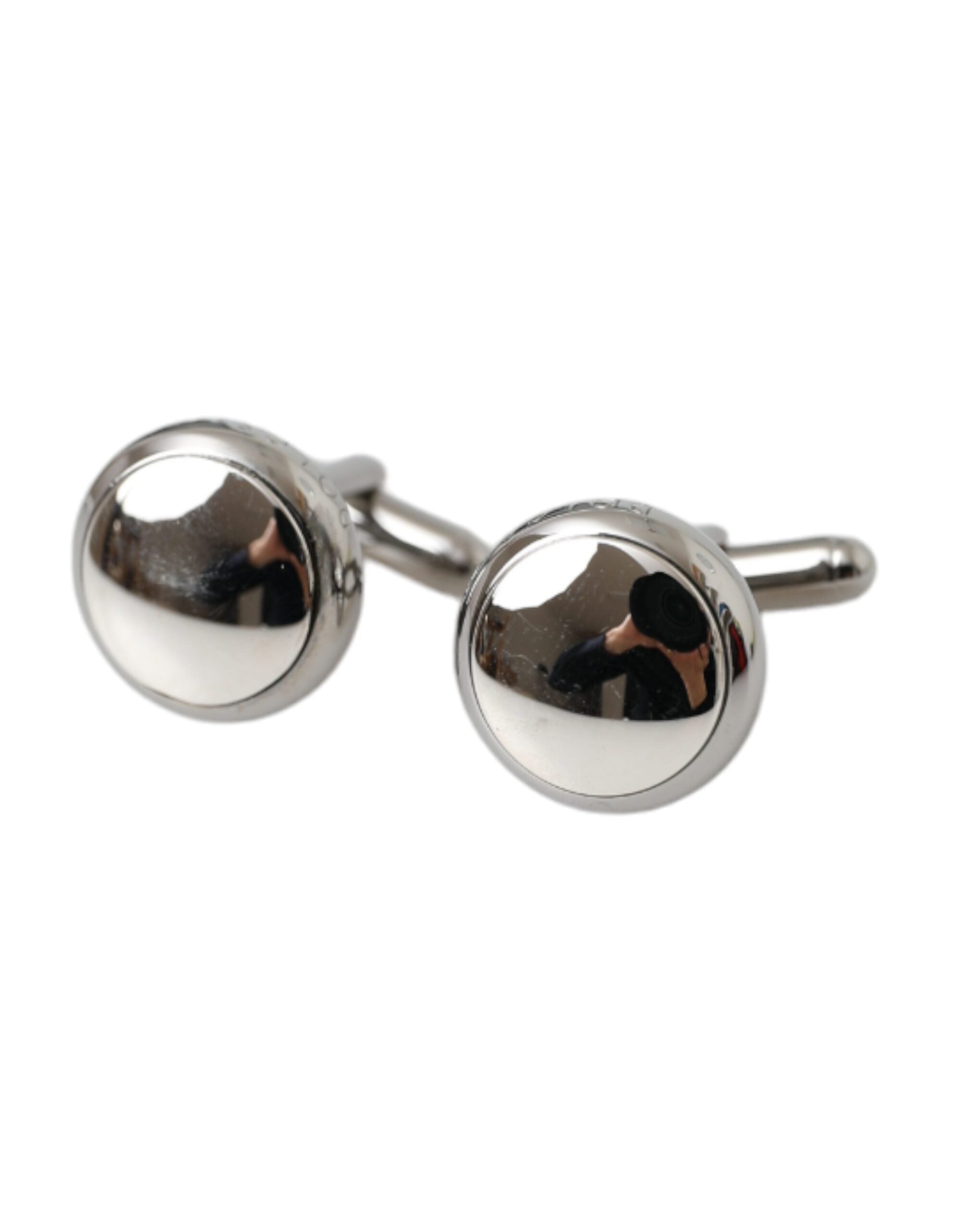 Silver Plated Brass Round Pin Men Cufflinks - ventzia