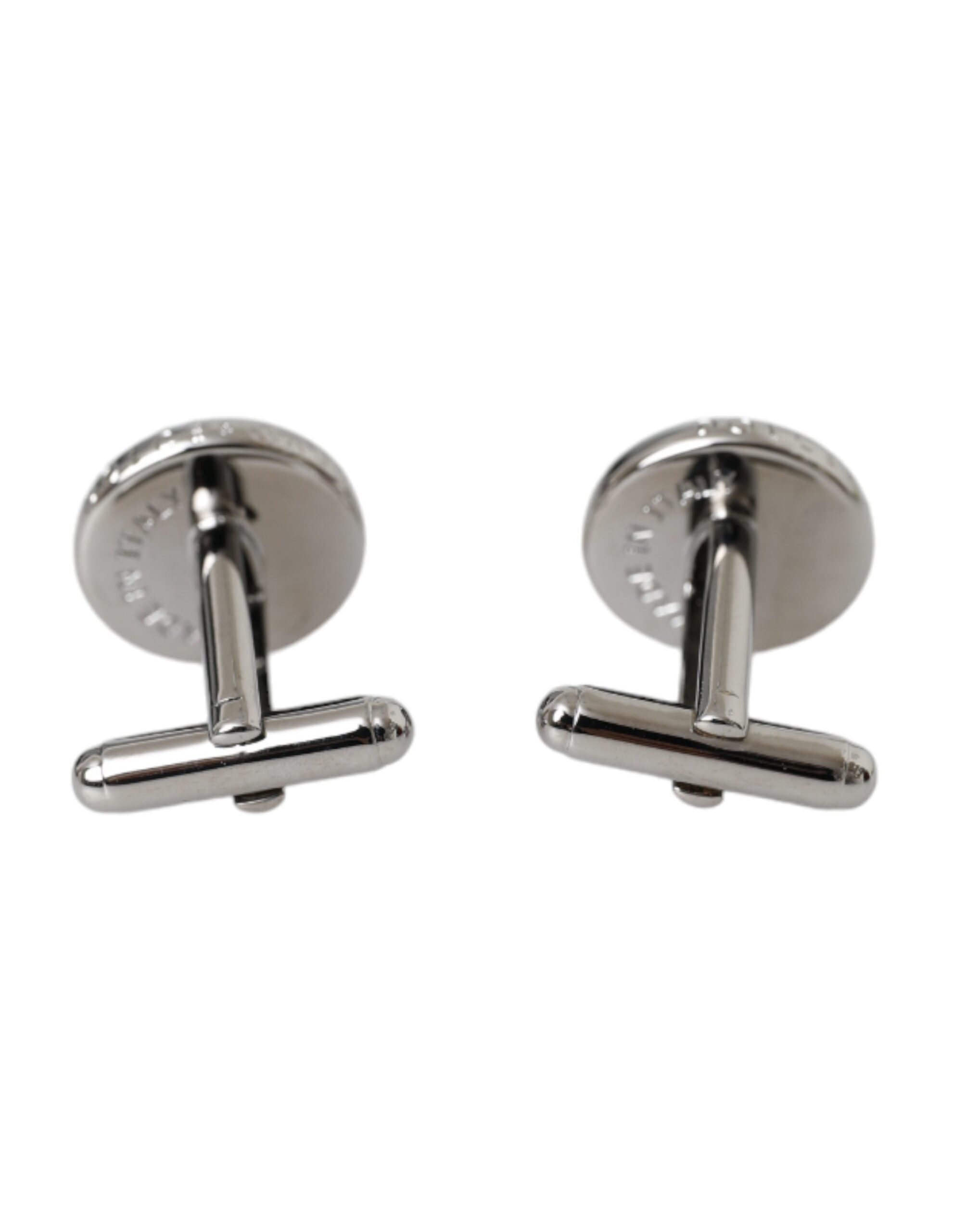 Silver Plated Brass Round Pin Men Cufflinks - ventzia