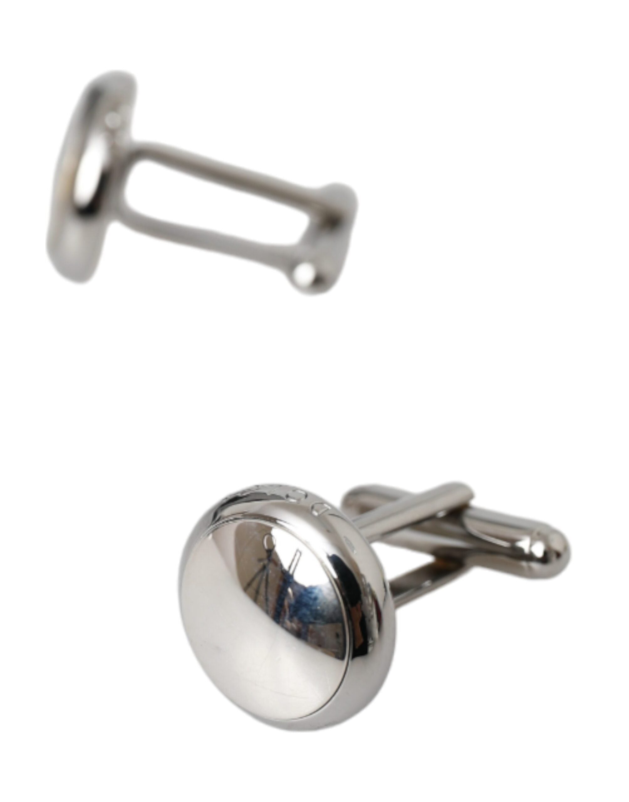 Silver Plated Brass Round Pin Men Cufflinks - ventzia