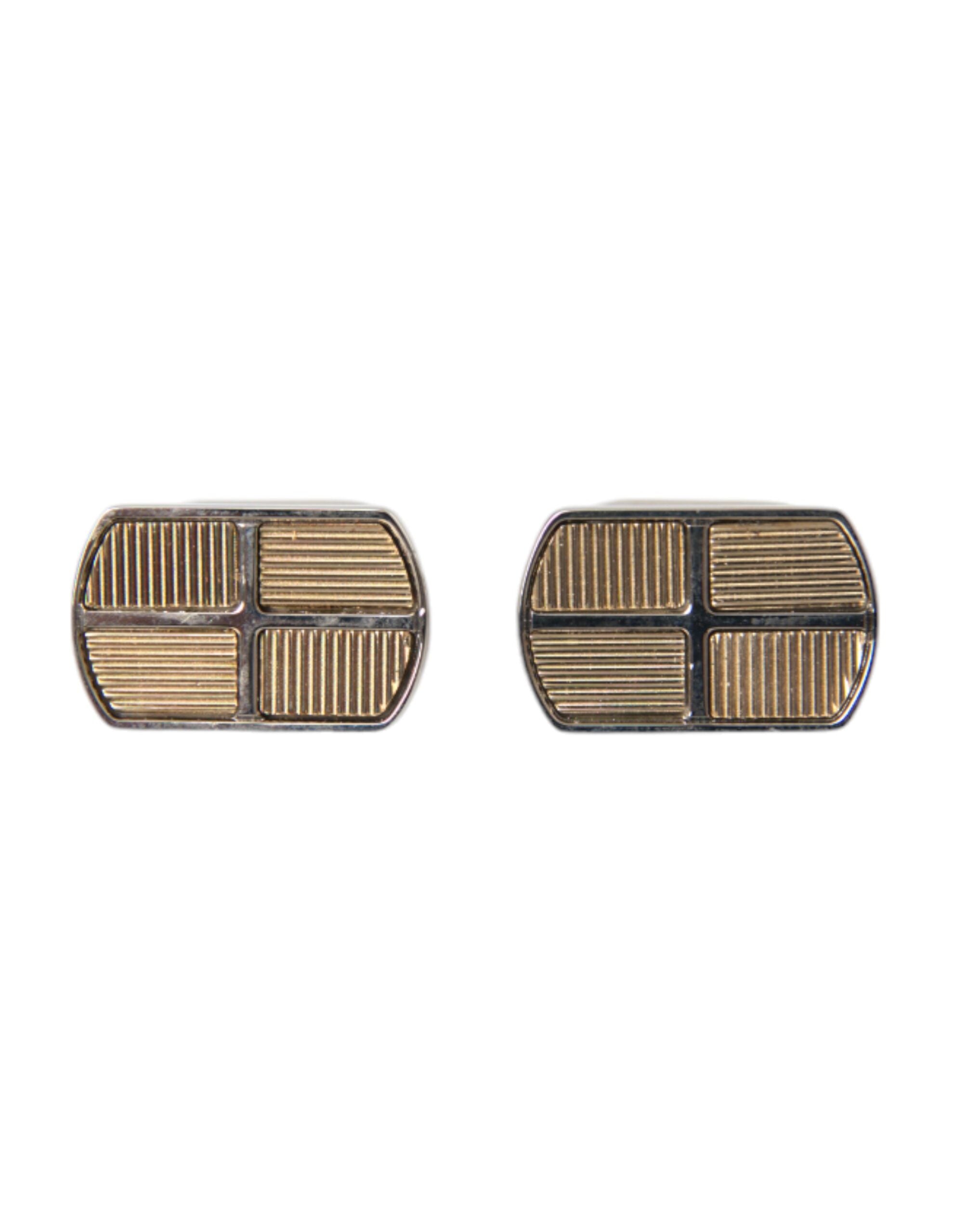 Silver Gold Plated Metal Brass Pin Cufflinks - ventzia