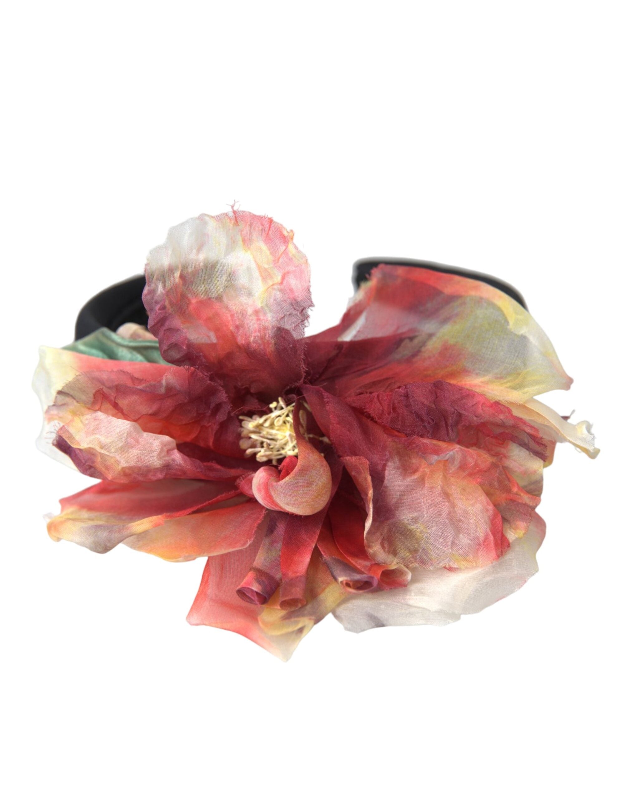 Rose Pink Silk Floral Black Tiara Women Hairband Diadem - ventzia