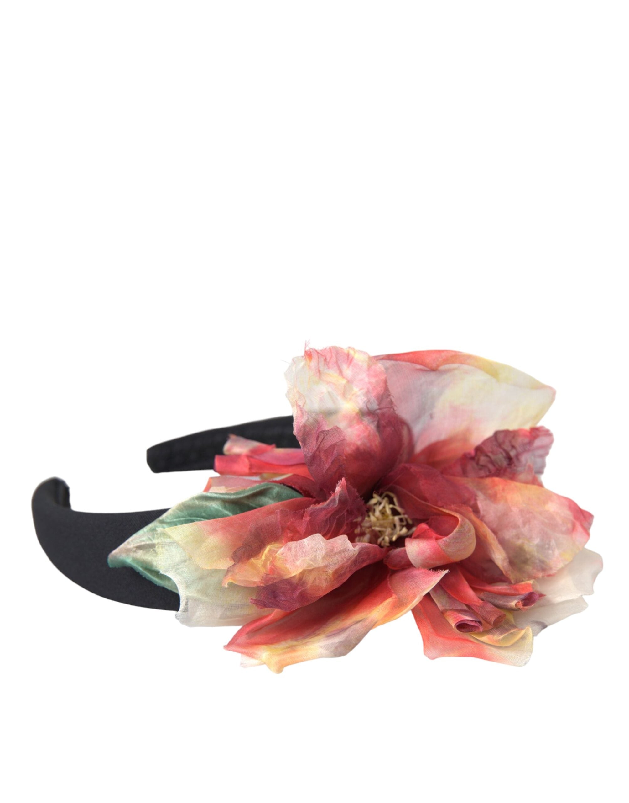 Rose Pink Silk Floral Black Tiara Women Hairband Diadem - ventzia