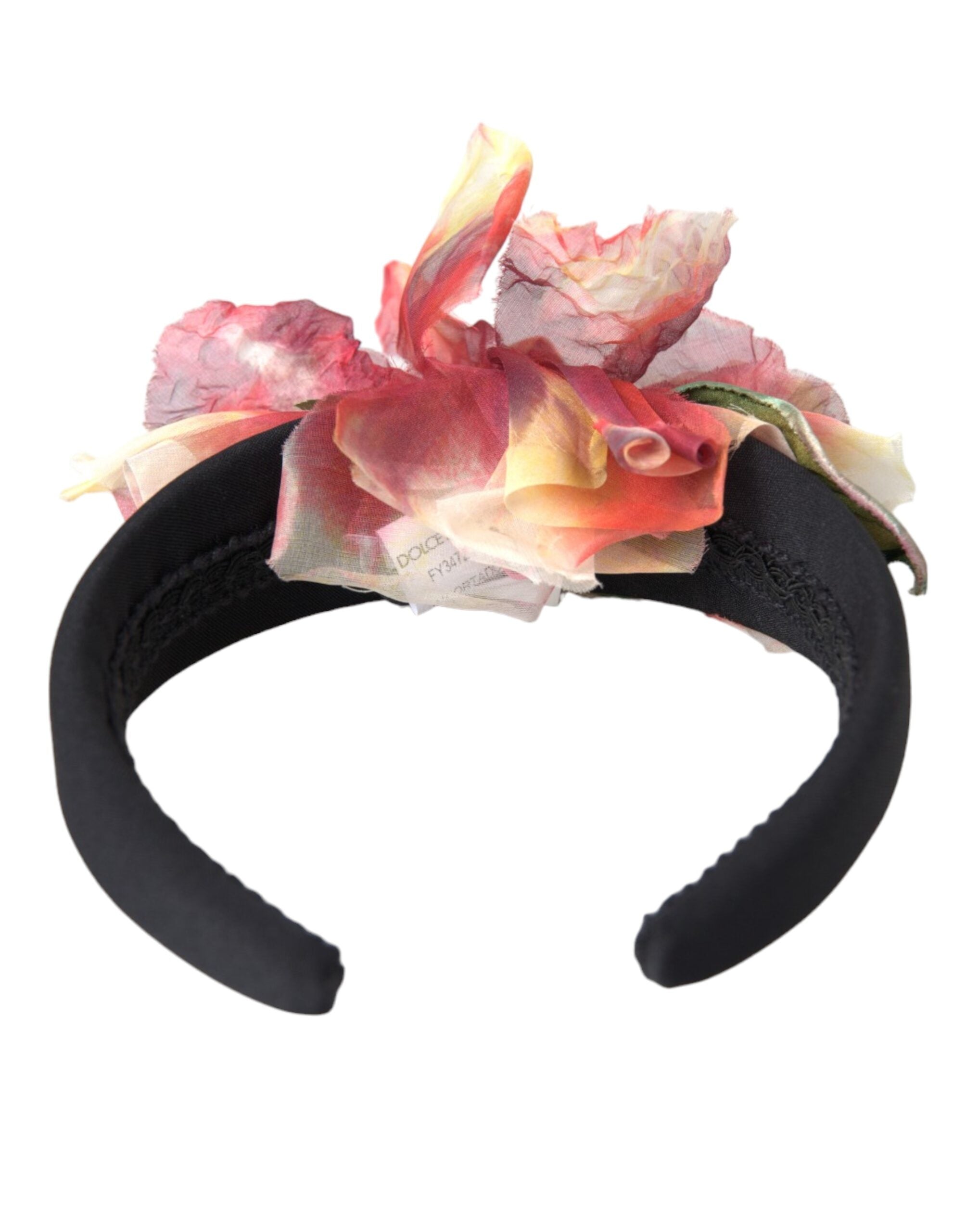 Rose Pink Silk Floral Black Tiara Women Hairband Diadem - ventzia